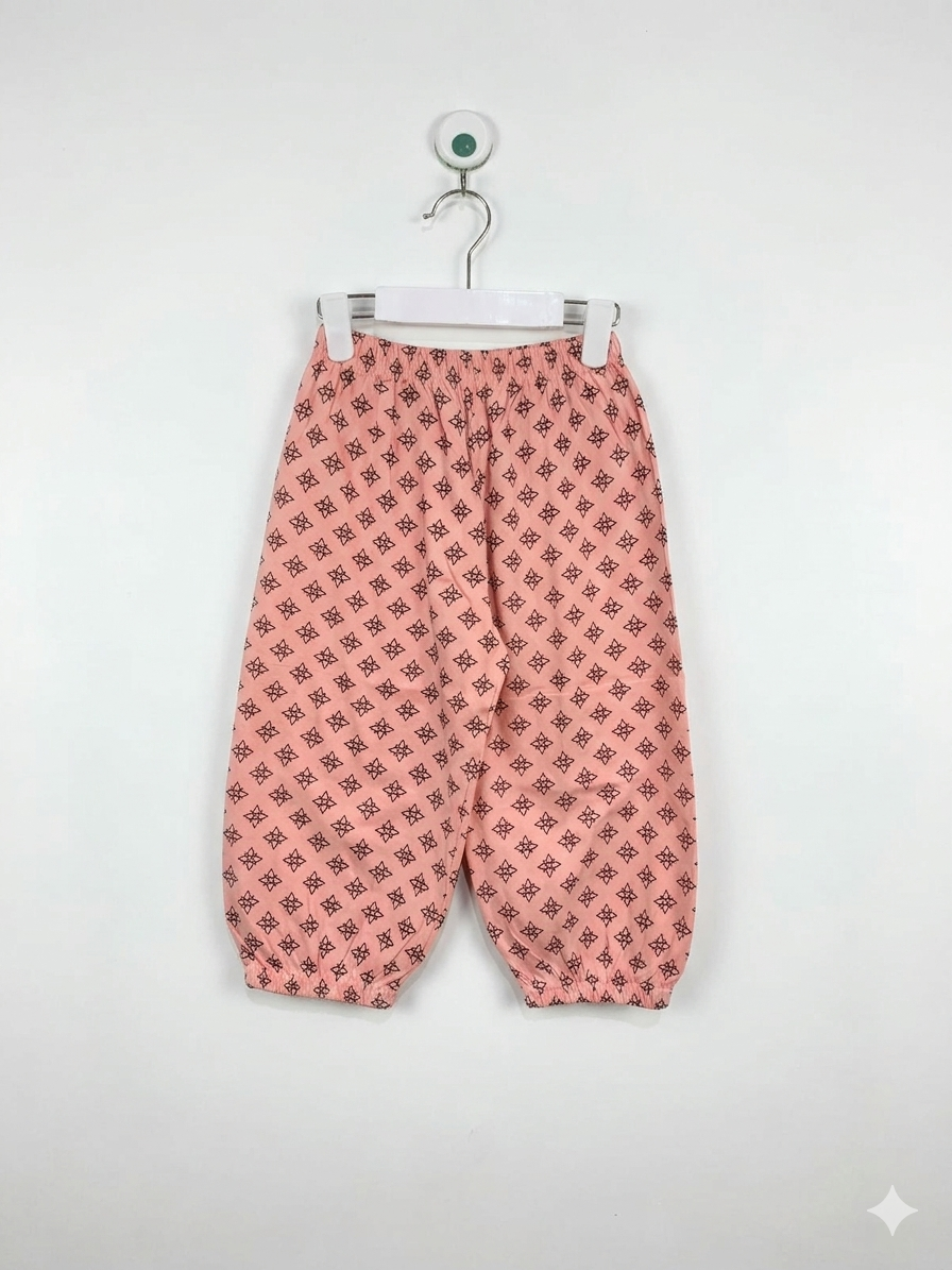 SSF Kids Peach Geometric Print Harem Pants - Size 4-5 Years AB1