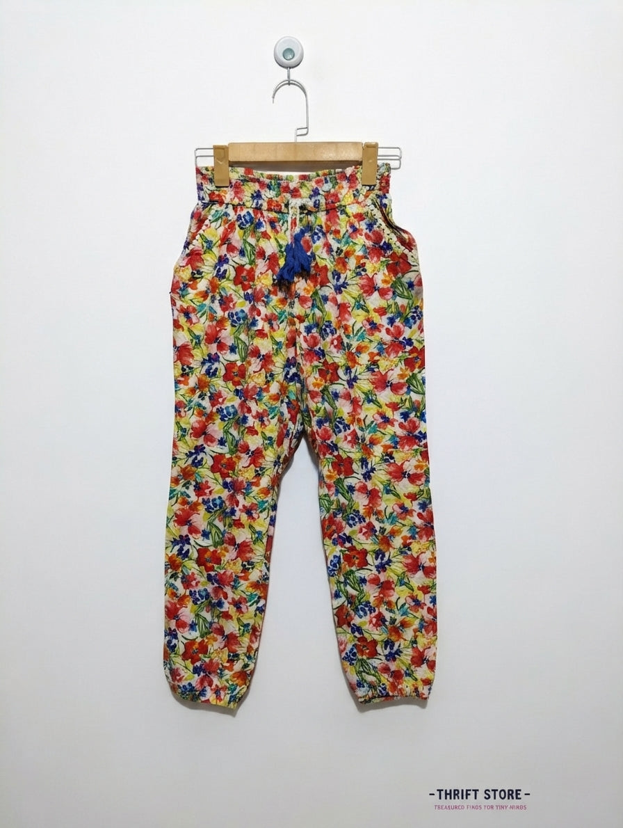 Tu Girls Multi-Color Floral Print Jogger Trousers - Size 10 Years Estimated Age 10 Years AB2