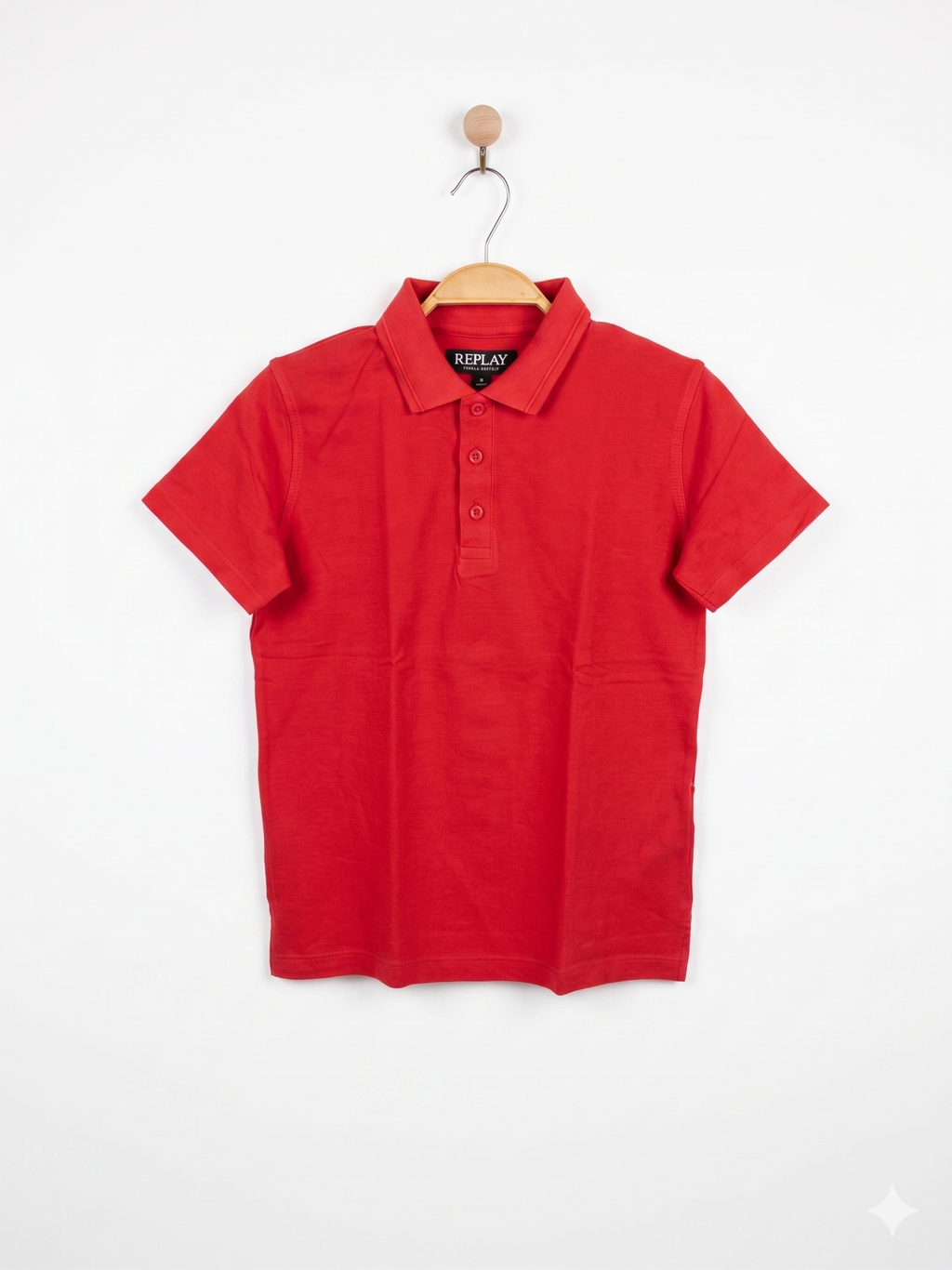 M&S Boys Vibrant Red "Cotton Essentials" Short Sleeve Pique Polo - Size Estimated Age 8-9 Years AB1