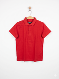 M&S Boys Vibrant Red "Cotton Essentials" Short Sleeve Pique Polo - Size Estimated Age 8-9 Years AB1