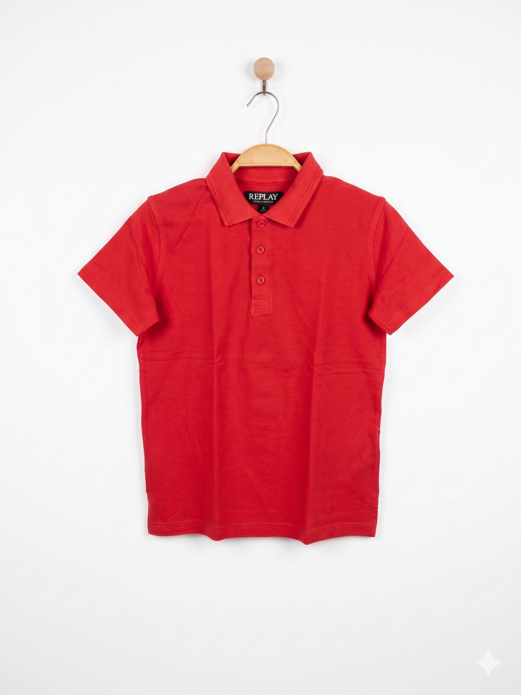 M&S Boys Vibrant Red "Cotton Essentials" Short Sleeve Pique Polo - Size Estimated Age 8-9 Years AB1