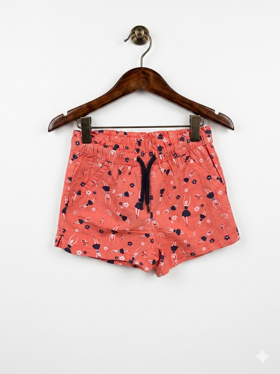 Lupilu Girls' Coral Ballerina Print Cotton Shorts - Size 4-6 Years AB1