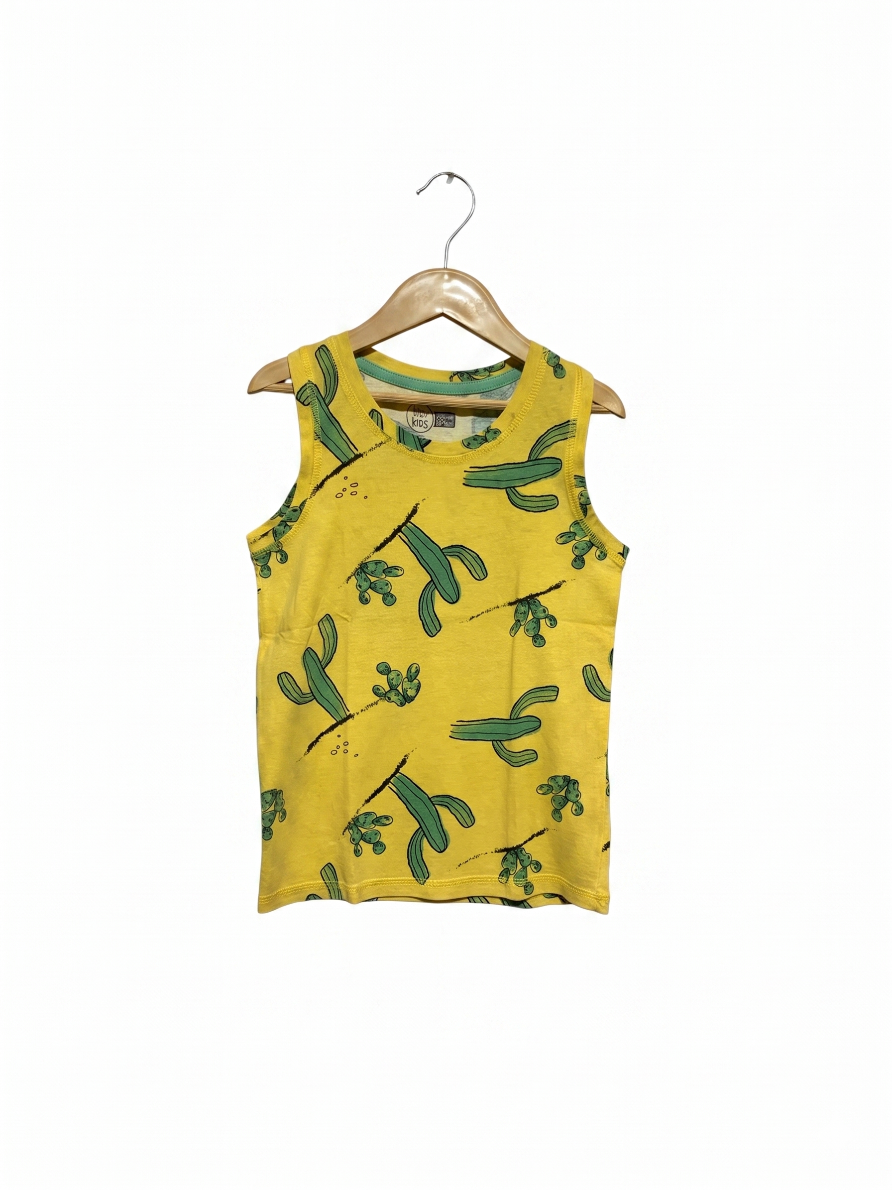 Little Kids Boys Yellow Cactus Print Sleeveless Tank Top - Size 6-7 Yrs AB1
