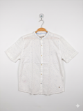 Zara Kids Boys White Geometric Print Mandarin Collar Short Sleeve Shirt - Size 13/14 Years (164 cm) AB1