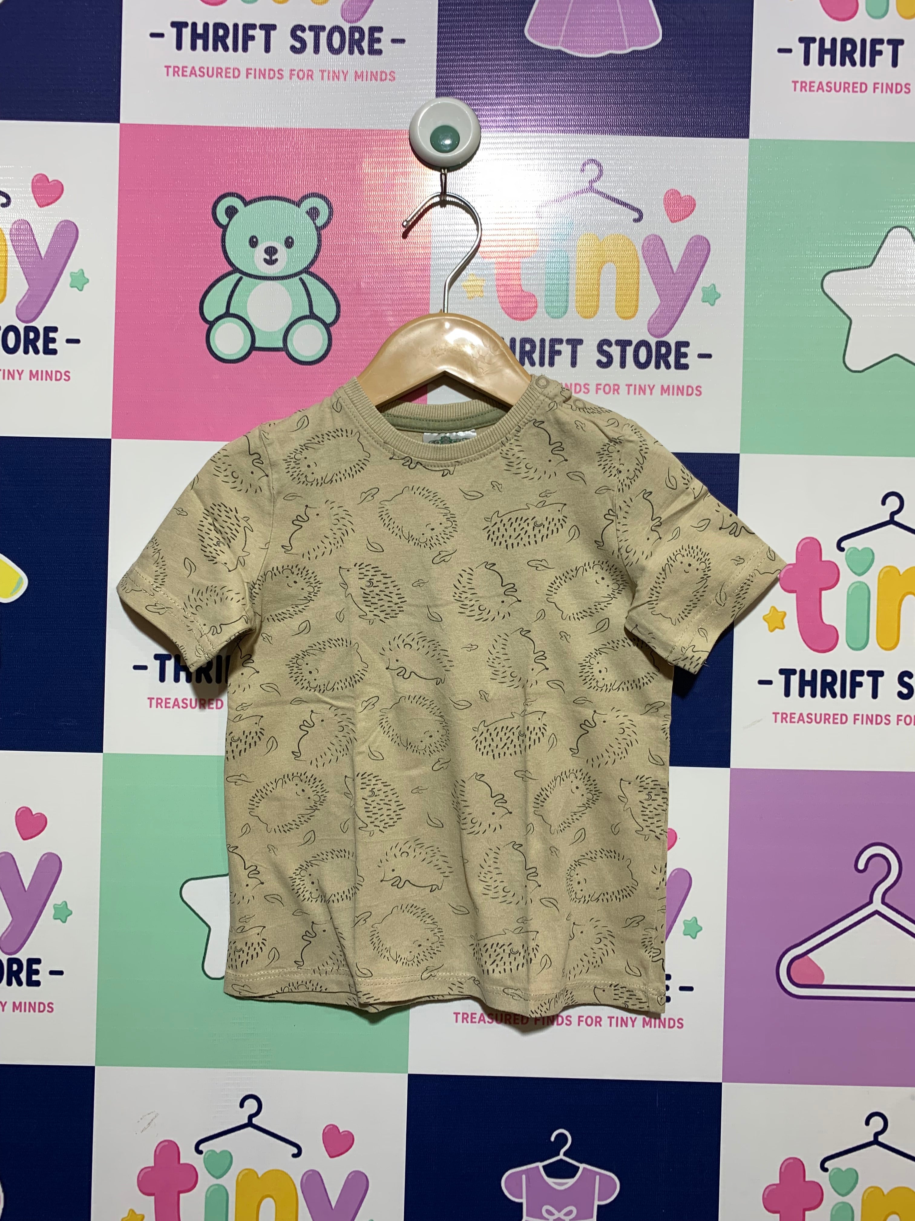 So Cute Toddler Boys Organic Cotton Hedgehog Print Tee - Size 2-3 Years AB1