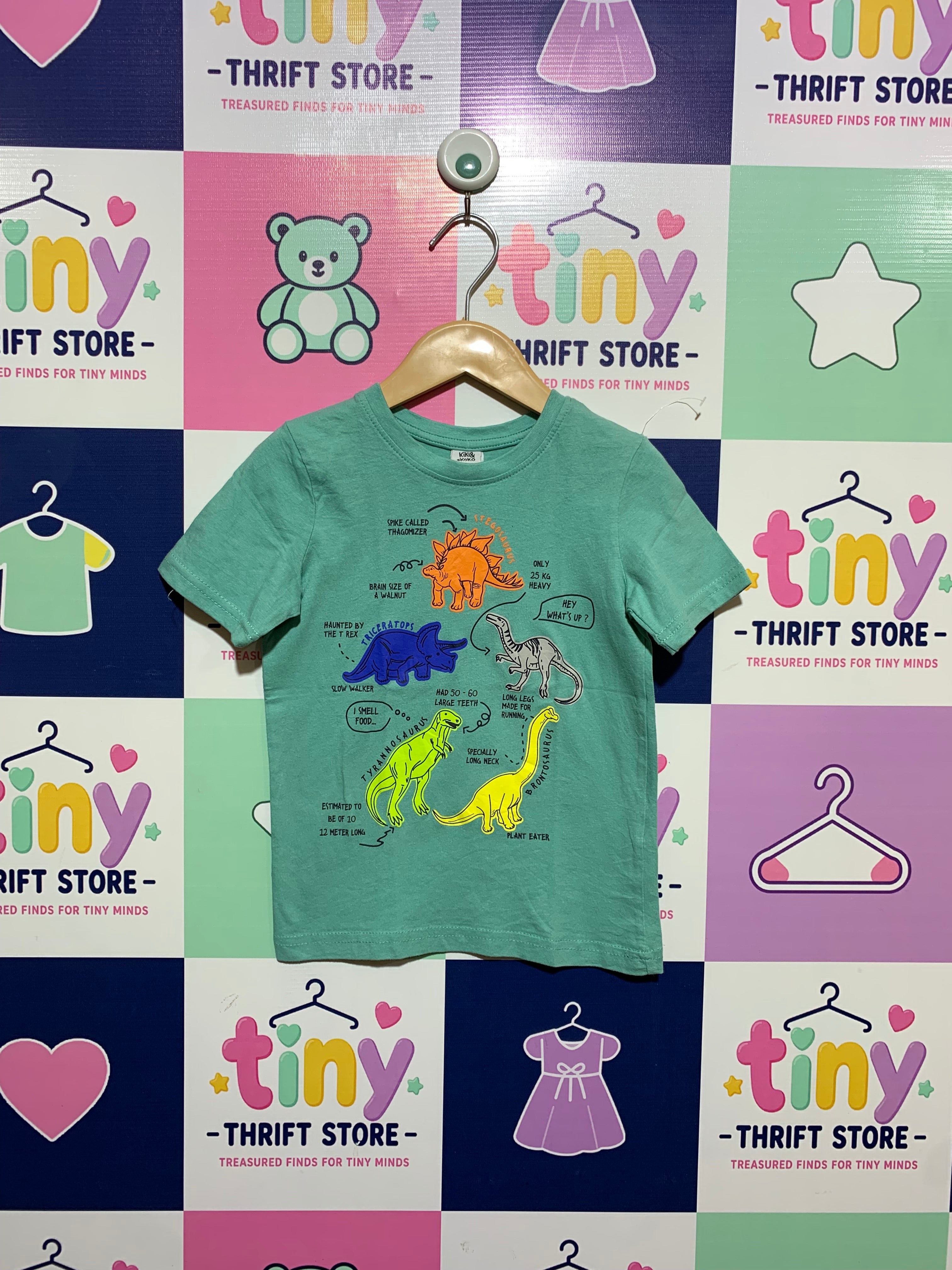 Kiki & Koko Kids' Dinosaur Educational Graphic Tee - Estimated Age: 3–4 Years (Size 104). AB1