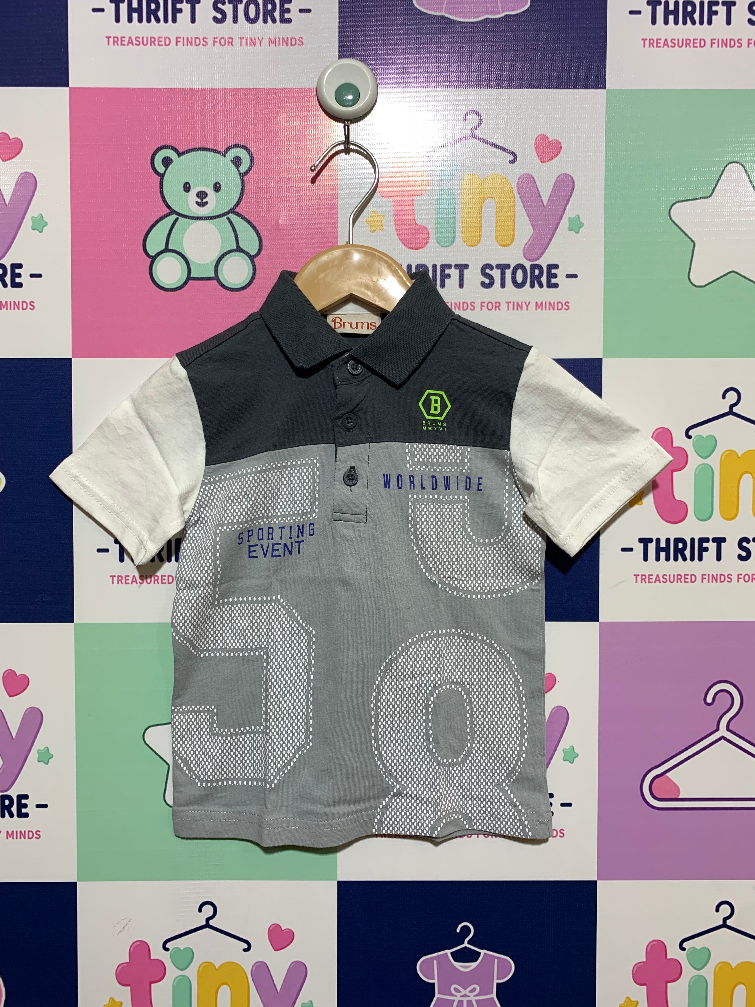 Brums Boys Colorblock Sporting Event Polo Shirt - Size 3 AB1