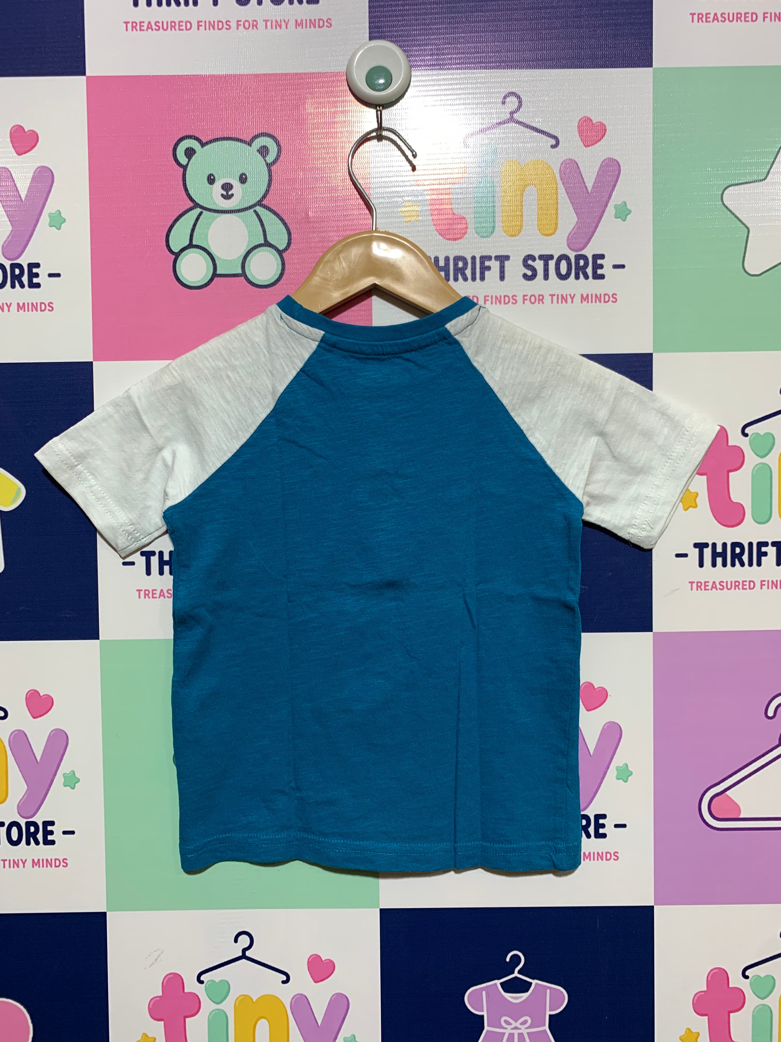 Tu Toddler Boys Colorblock Henley Raglan Tee - Size 2-3 Years AB1