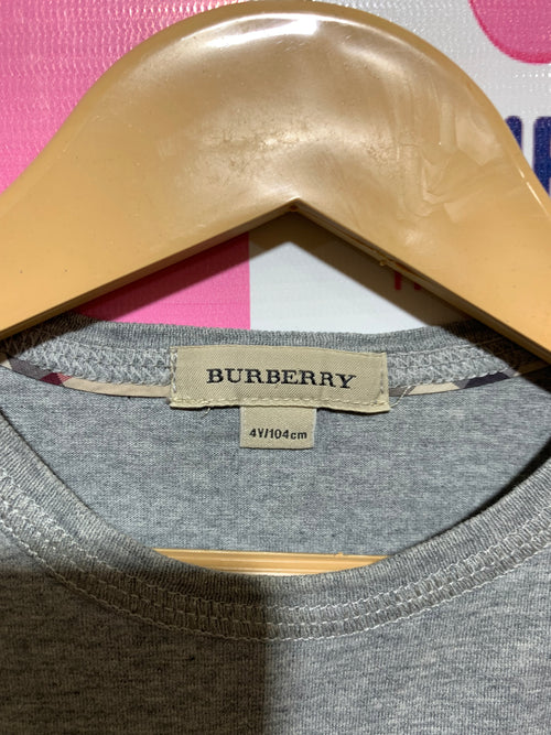 Burberry Kids Vertical Logo Embossed T-Shirt - Size 4Y / 104cm AB1
