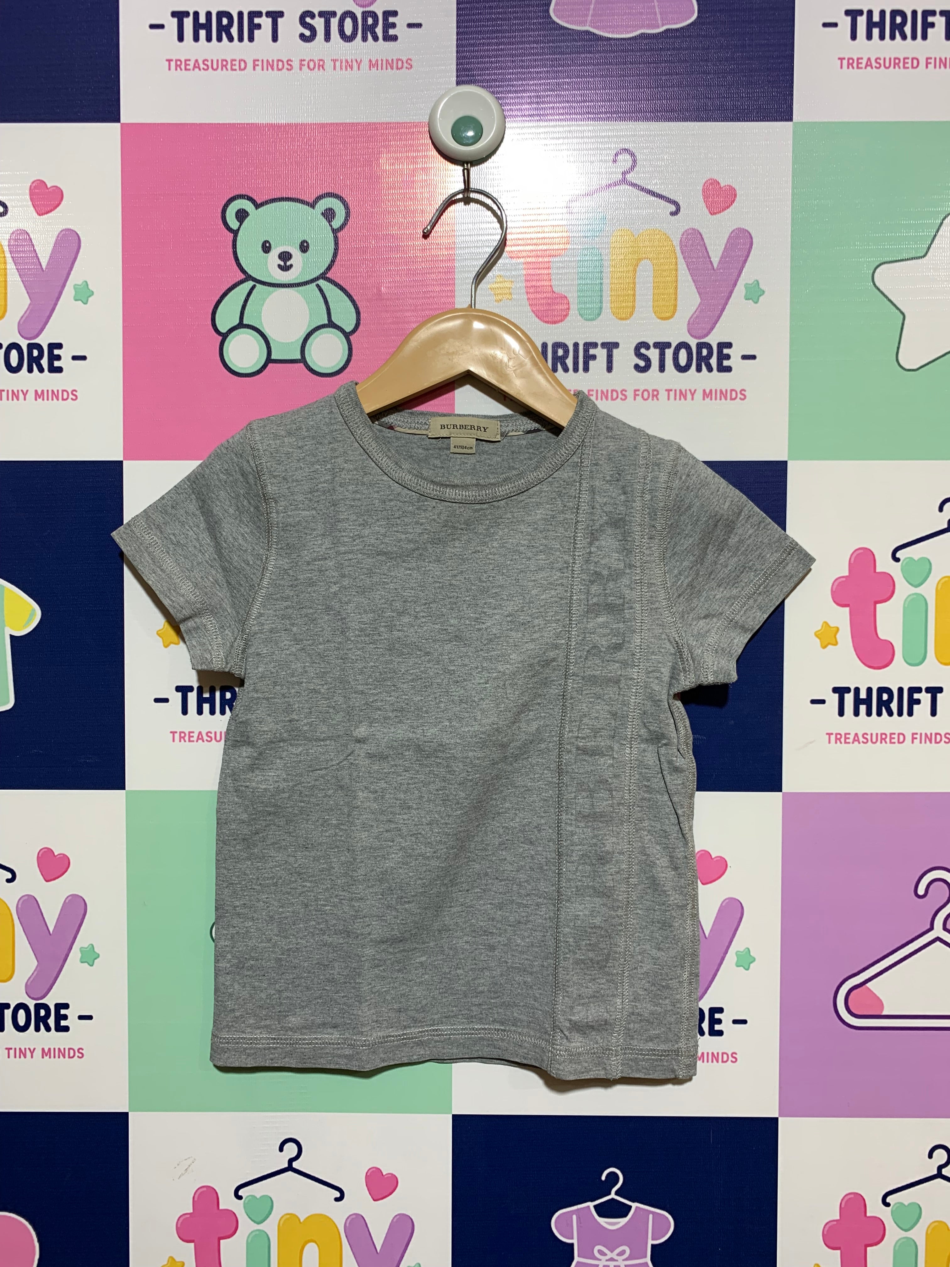 Burberry Kids Vertical Logo Embossed T-Shirt - Size 4Y / 104cm AB1