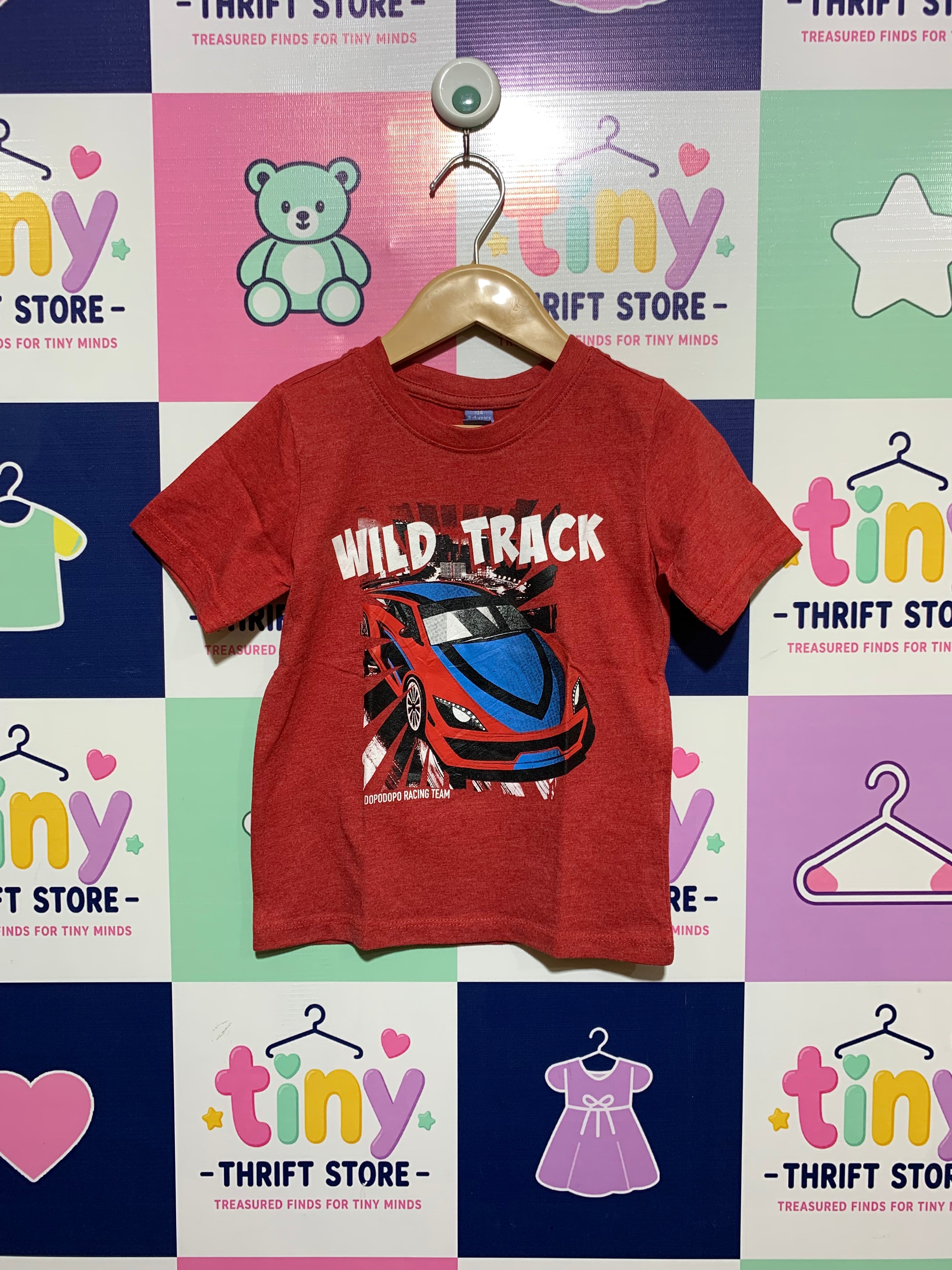 Dopodopo Boys "Wild Track" Racing Team Graphic Tee - Size 3-4 Years AB1
