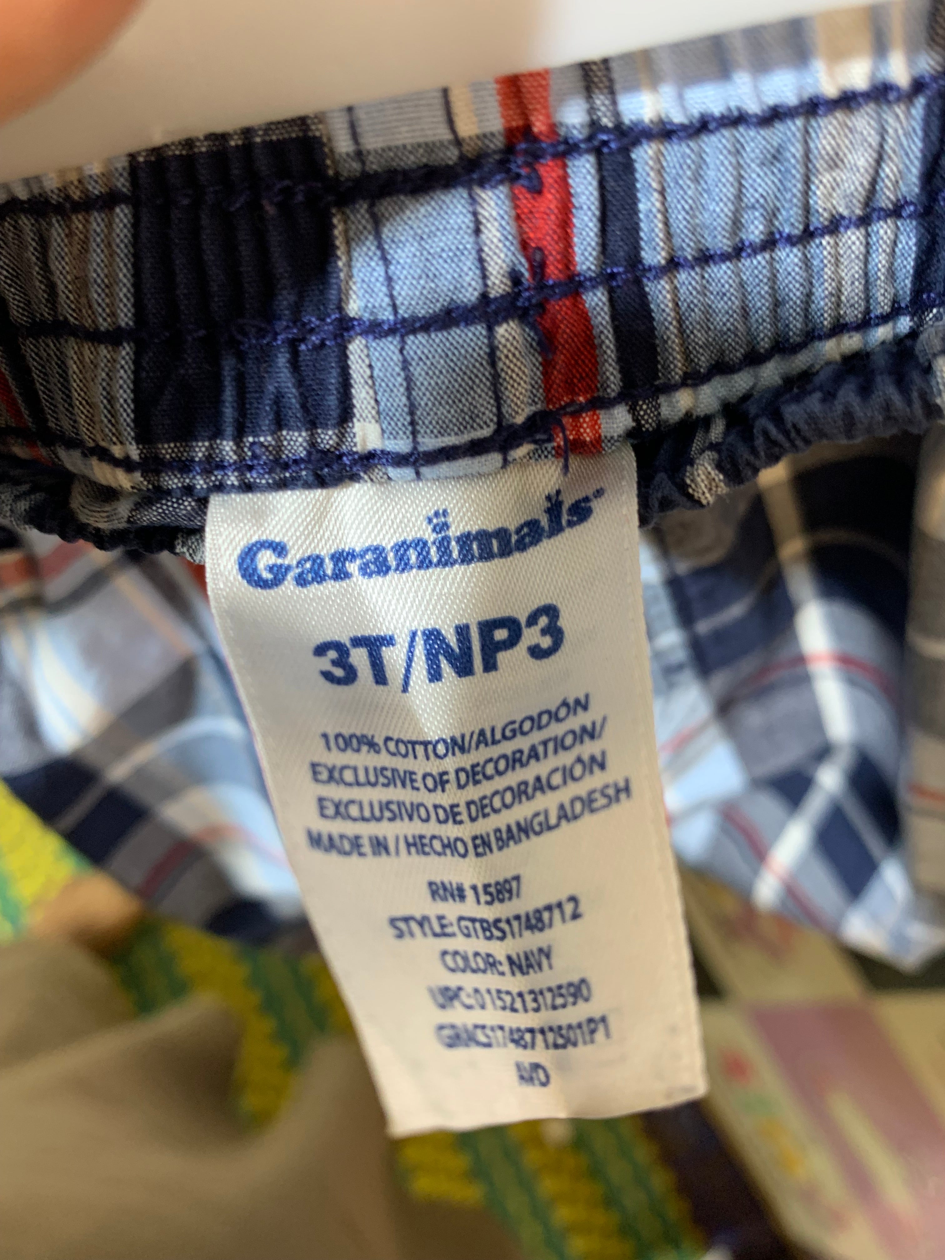 Garanimals Boys Navy Plaid Cargo Shorts - Size 3T AB1