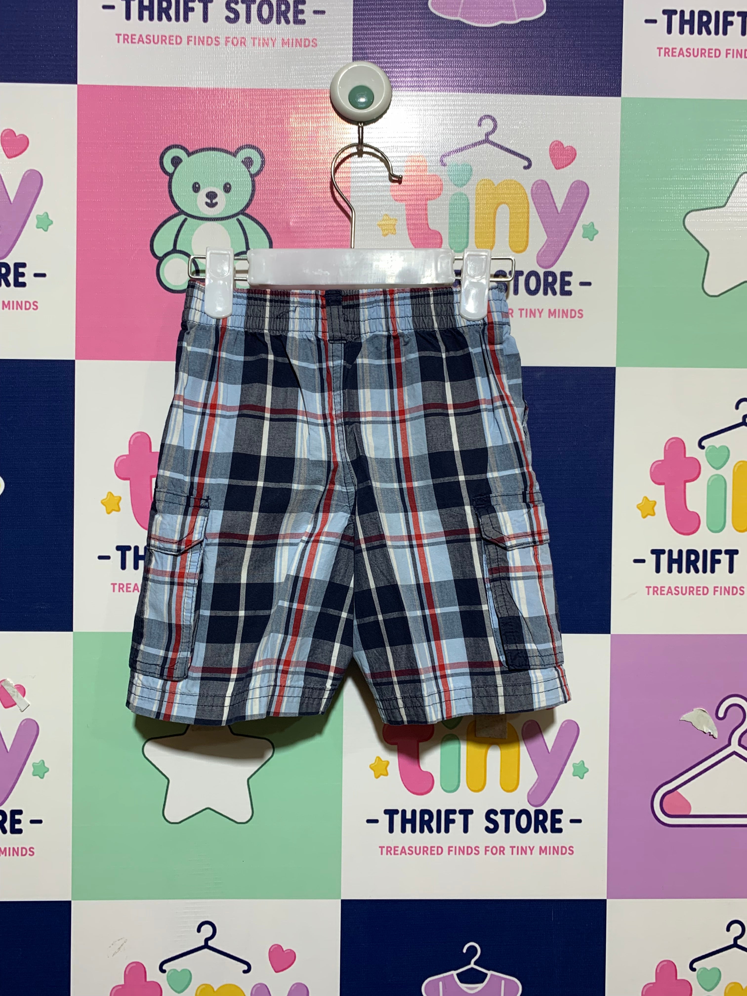Garanimals Boys Navy Plaid Cargo Shorts - Size 3T AB1