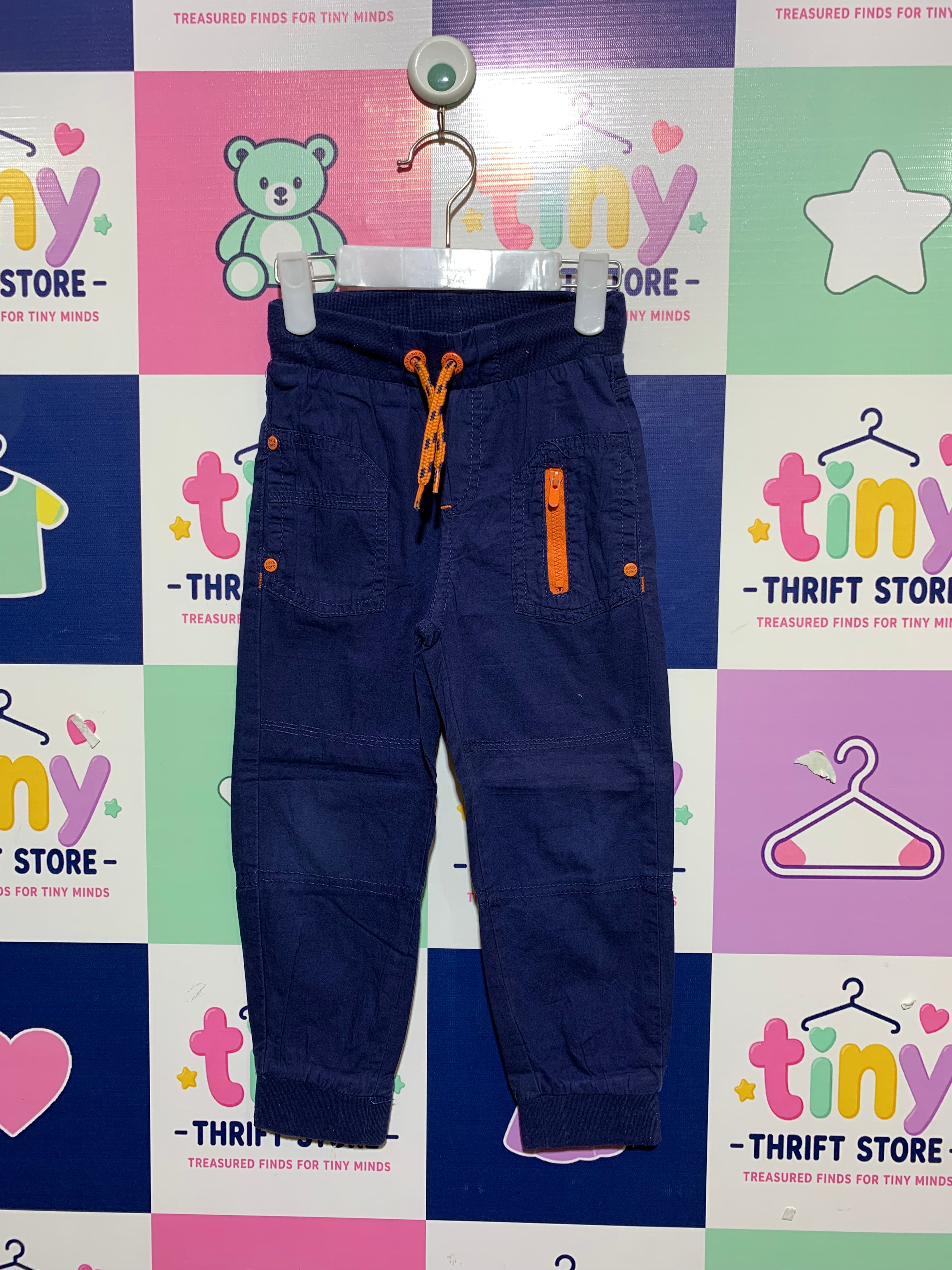 Kiki & Koko Boys' Navy Blue Twill Joggers - Size 2-3 Years AB1