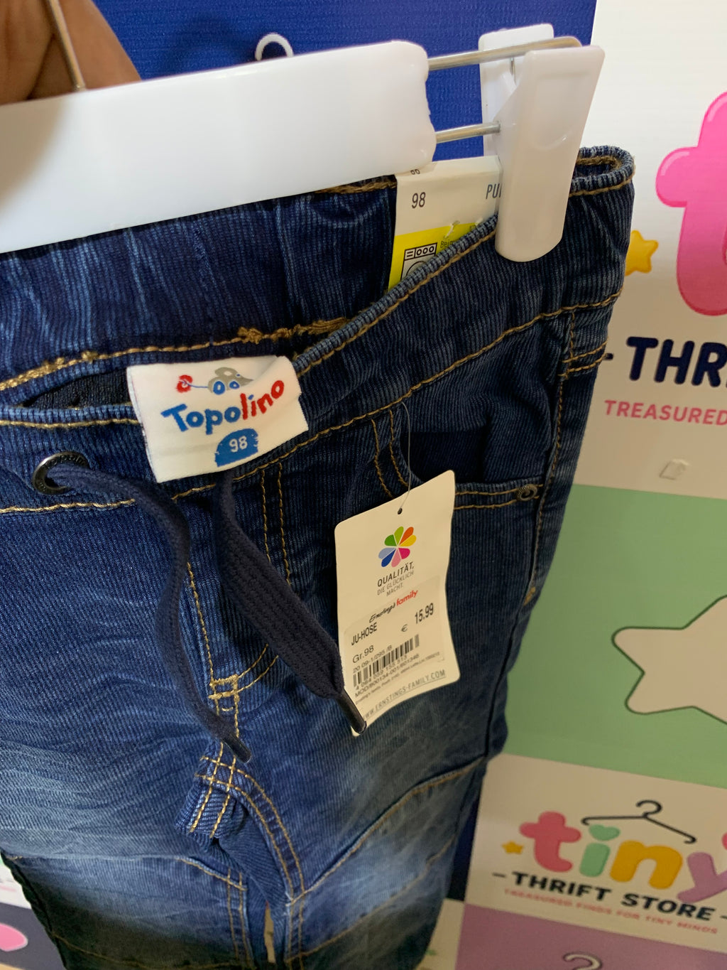 Topolino Baby Boys' Ribbed Denim Jogger Jeans - Size 2-3 Years AB1