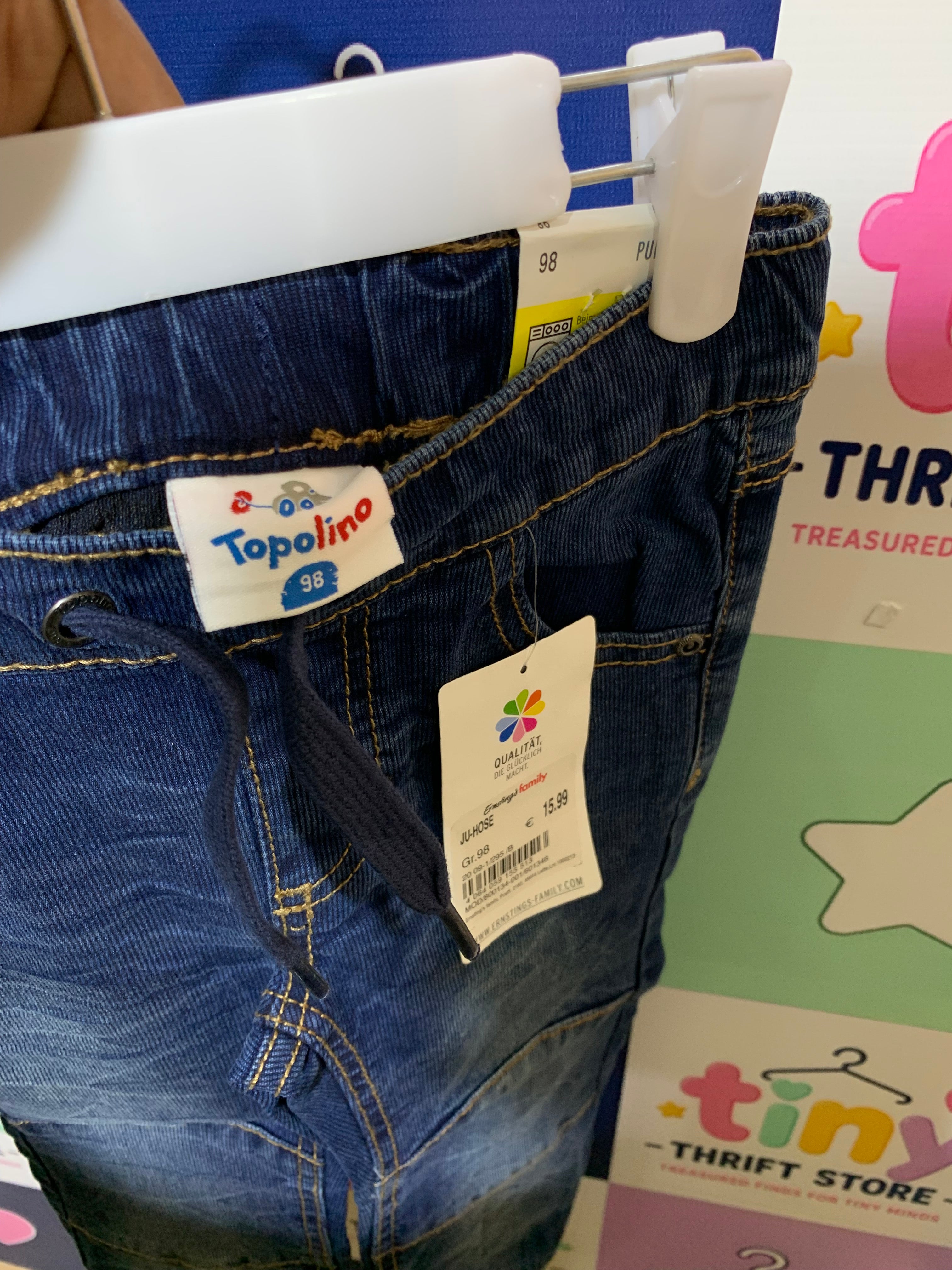 Topolino Baby Boys' Ribbed Denim Jogger Jeans - Size 2-3 Years AB1
