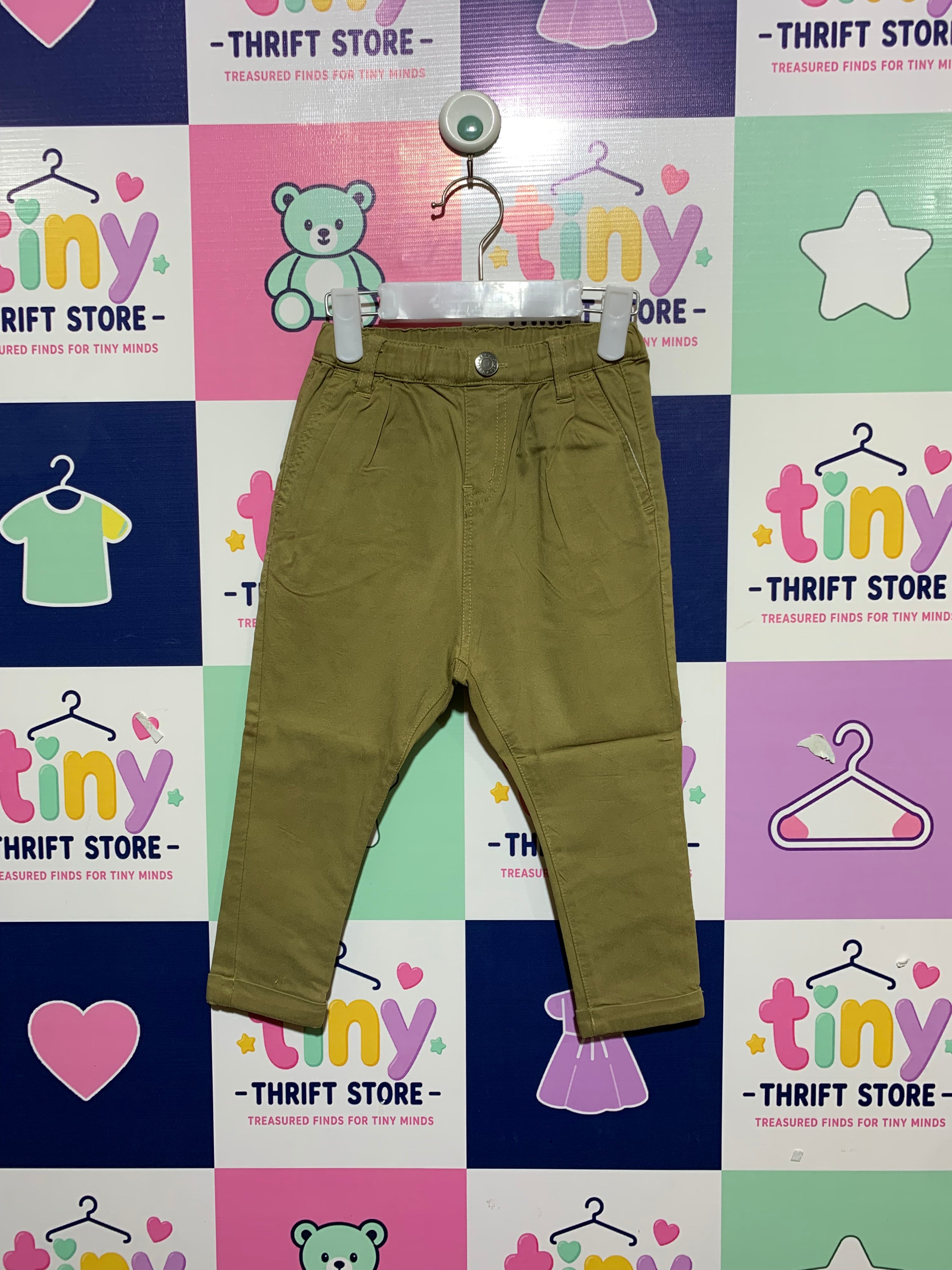Toddler Boys' Olive Green Stretch Twill Chino Trousers - Size 2-3 Years AB1