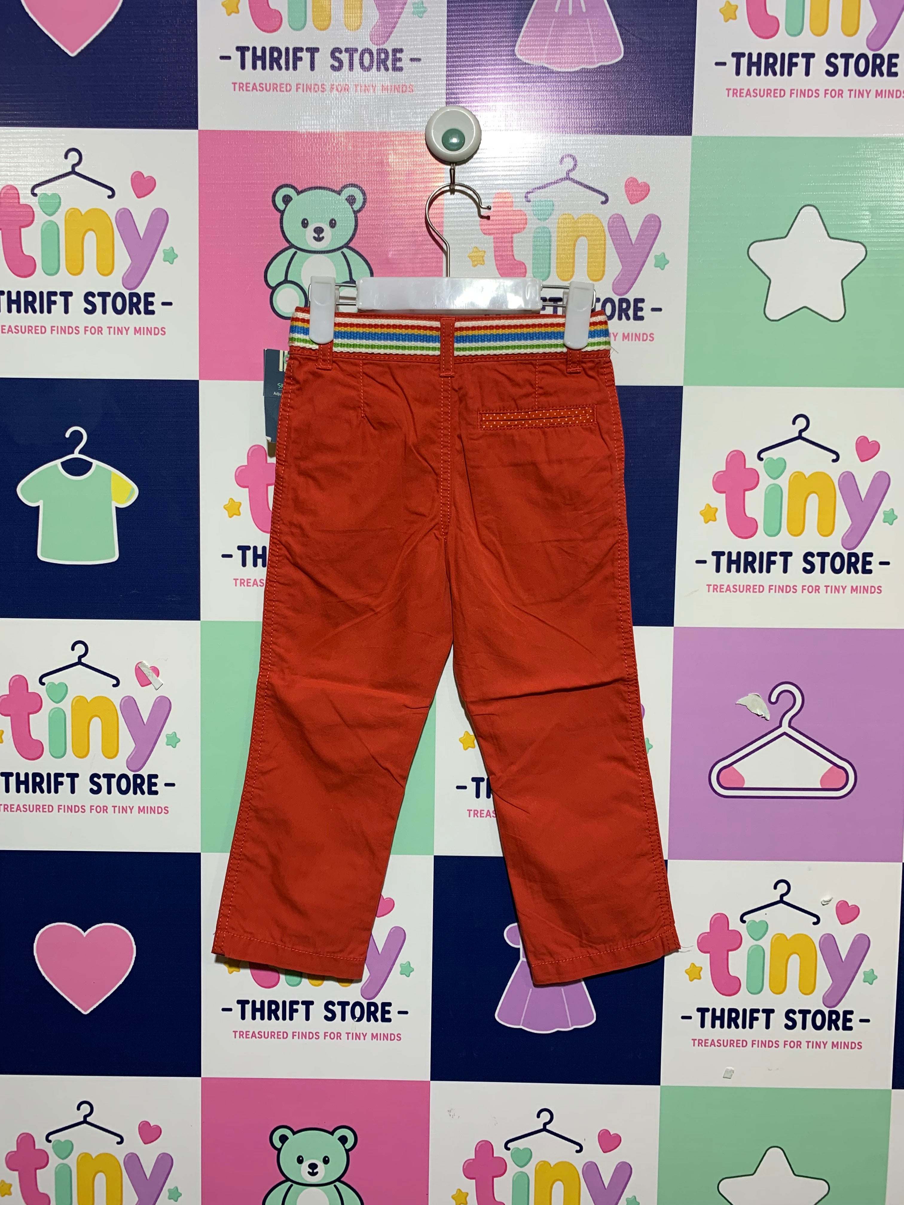 Genuine Kids from OshKosh Toddler Girls' Red Stretch Chino Pants with Rainbow Belt - Size 3T AB1