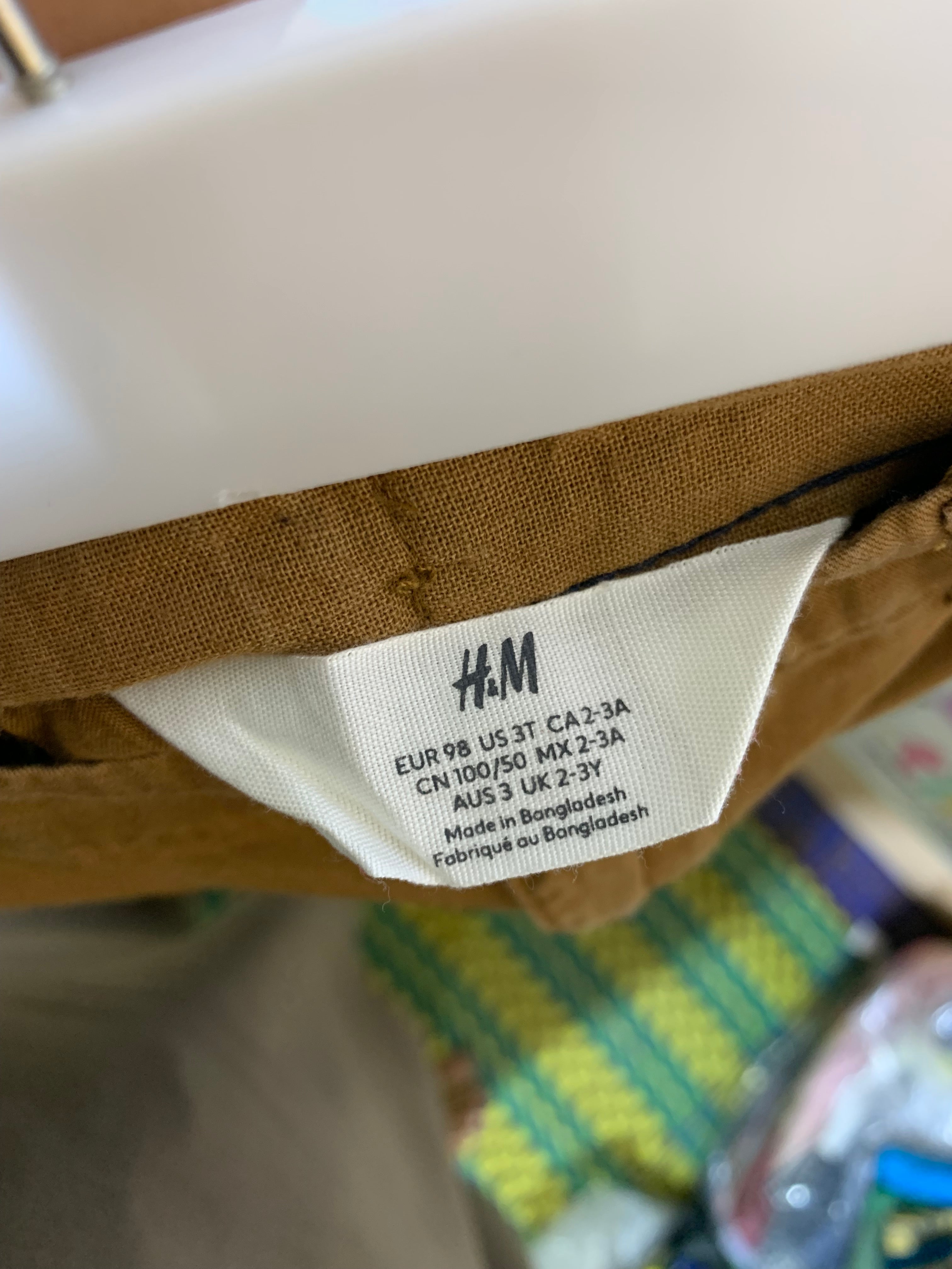 H&M Baby Boy Tobacco Brown Chino Trousers - Size 2-3 Years AB1