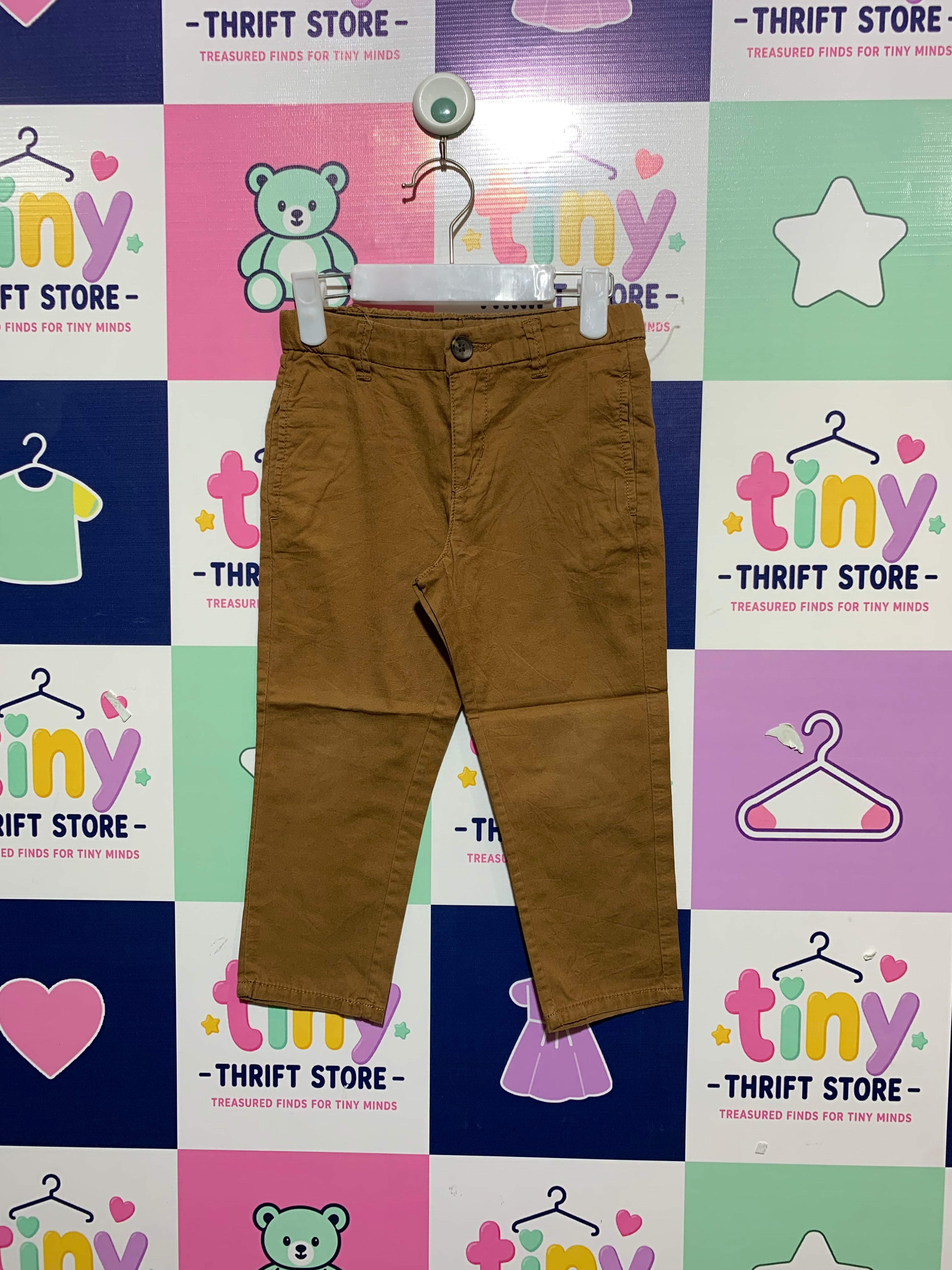 H&M Baby Boy Tobacco Brown Chino Trousers - Size 2-3 Years AB1