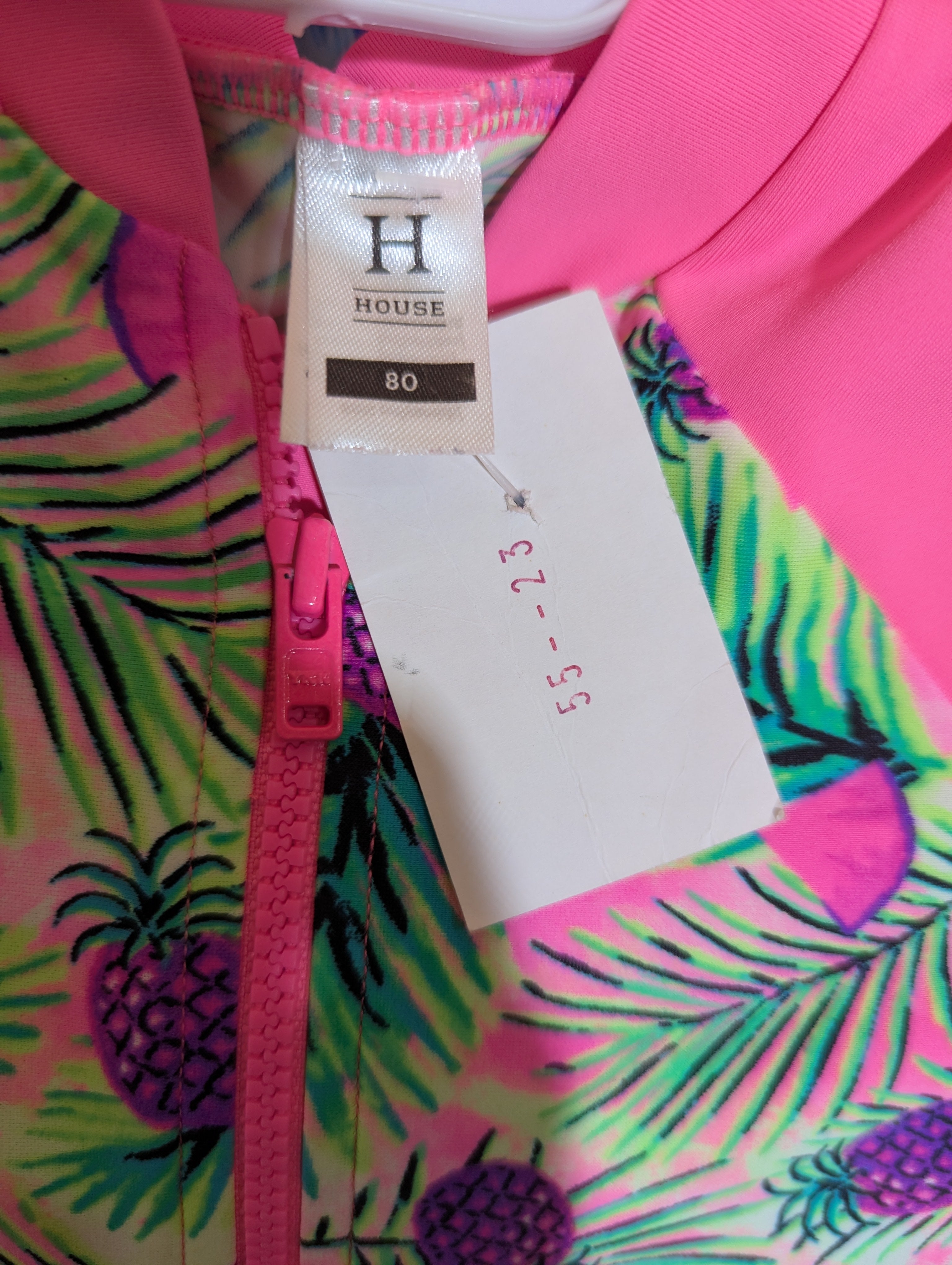House Girls Tropical Pineapple One-Piece Rash Guard Swimsuit - Size 80 Estimated Age 9-12M AB1