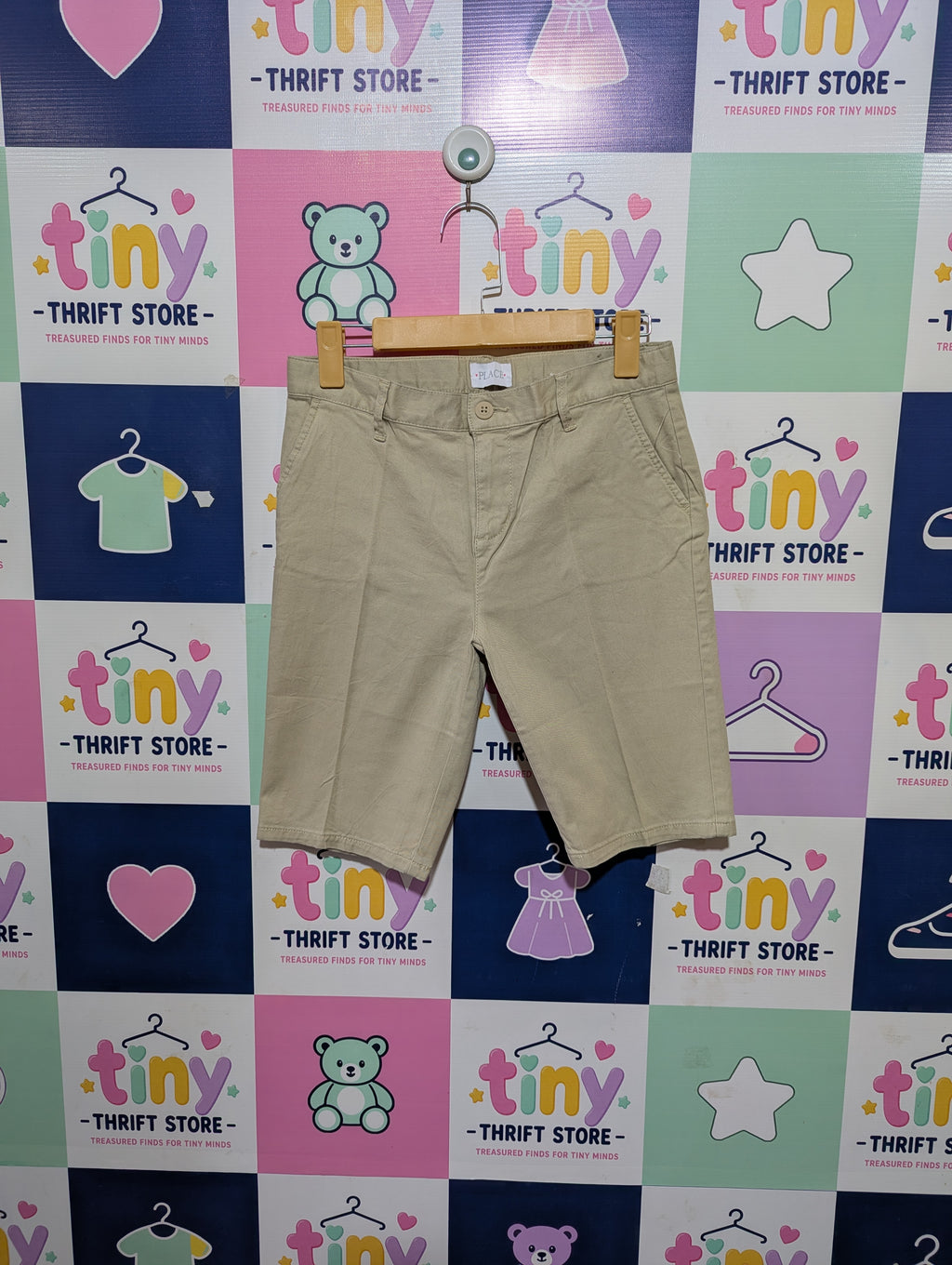 The Children's Place Girls Khaki Chino Uniform Shorts - Size 14 Estimated Age 13 -14 Years AB1