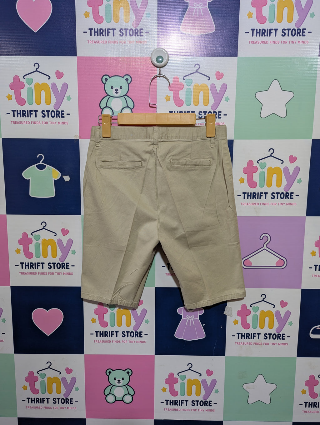 The Children's Place Girls Khaki Chino Uniform Shorts - Size 14 Estimated Age 13 -14 Years AB1