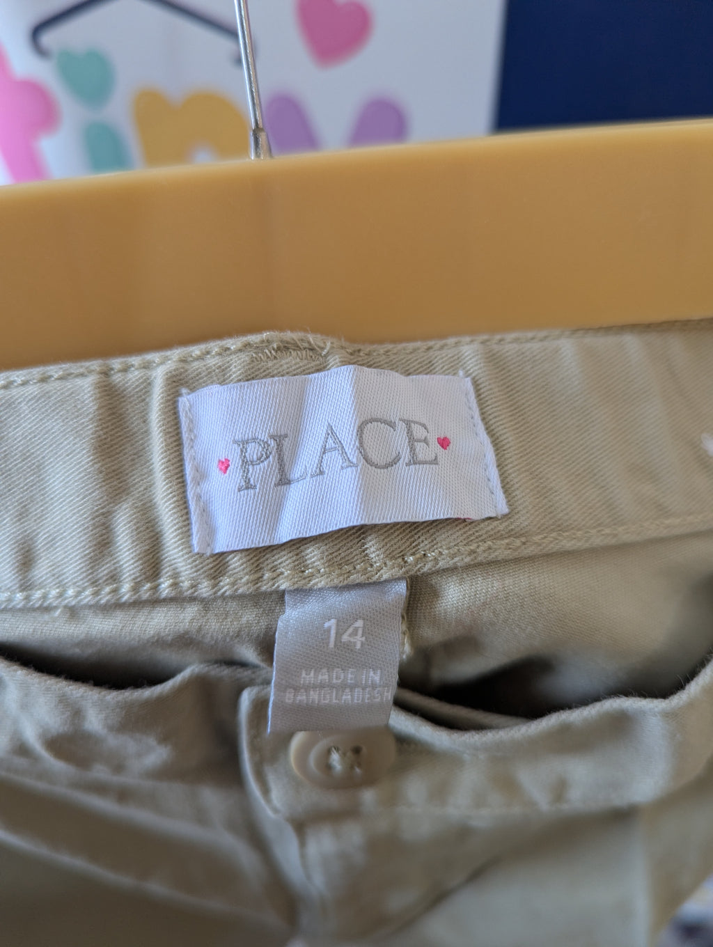 The Children's Place Girls Khaki Chino Uniform Shorts - Size 14 Estimated Age 13 -14 Years AB1