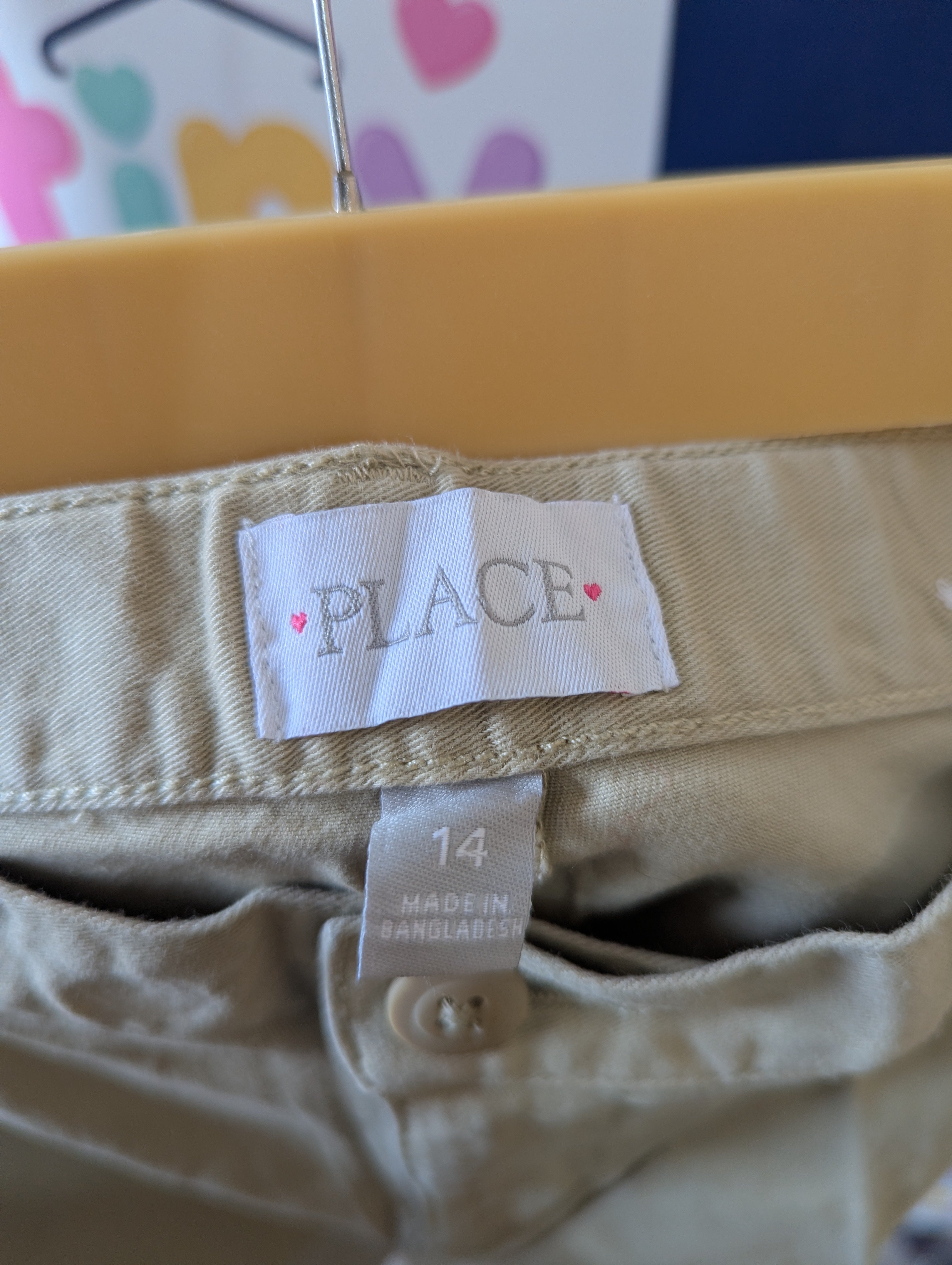 The Children's Place Girls Khaki Chino Uniform Shorts - Size 14 Estimated Age 13 -14 Years AB1