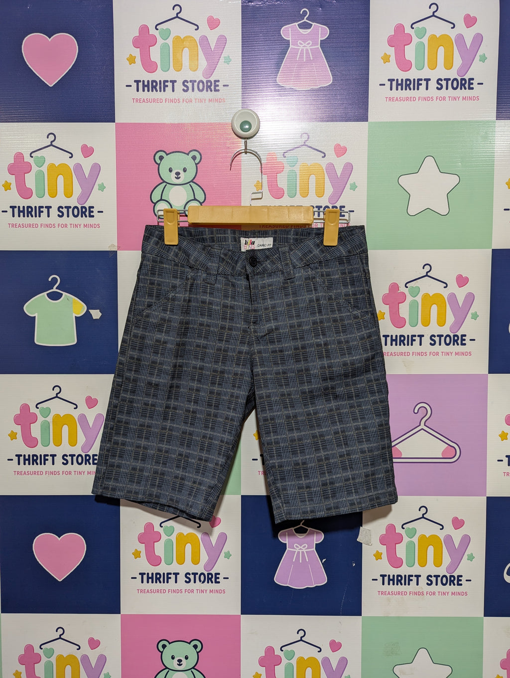 Billabong Girls Grey Plaid Cargo Fit Walkshorts - Size 14 Estimated Age 12-14 Years (159-164 CM) AB1