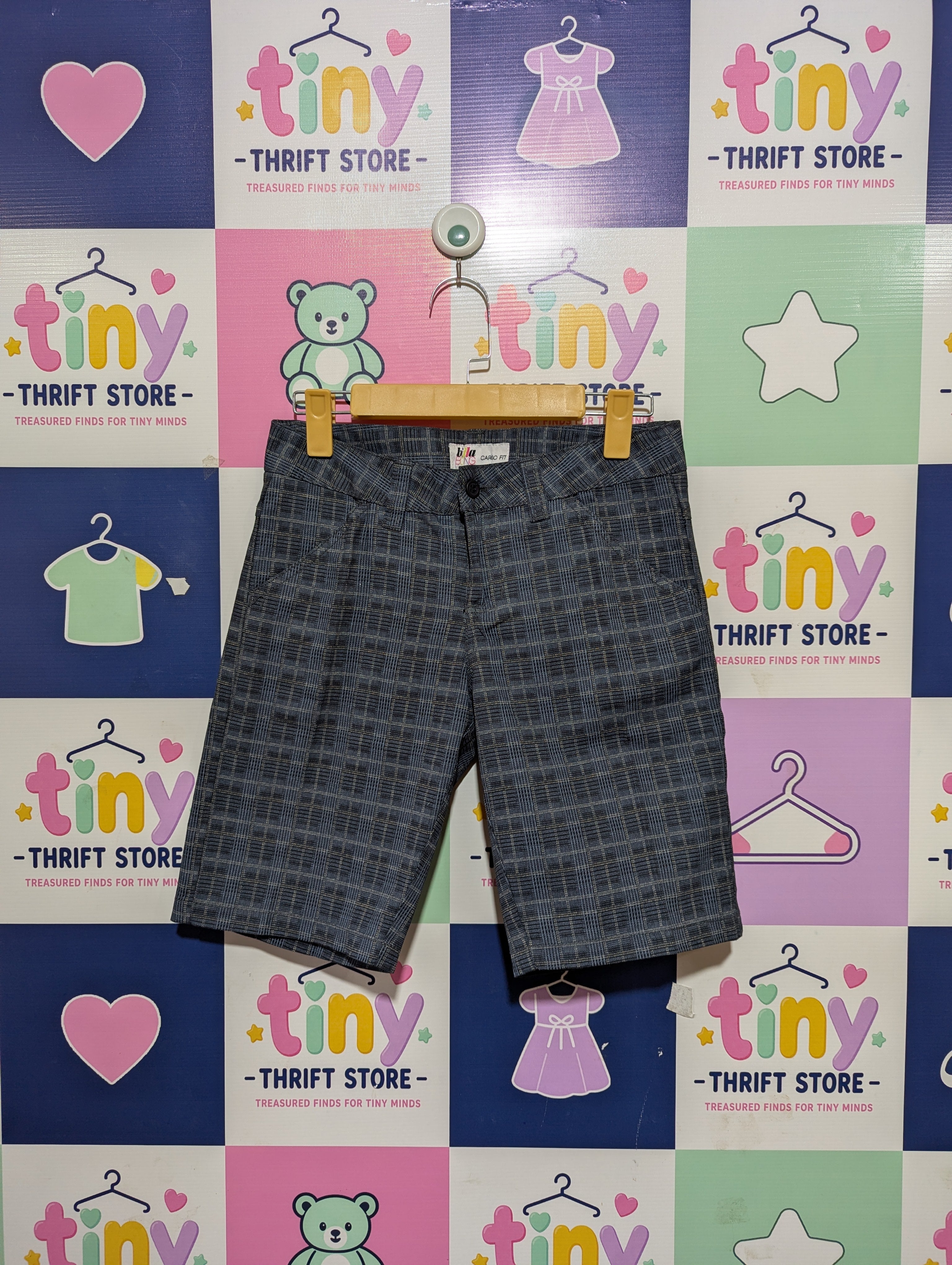 Billabong Girls Grey Plaid Cargo Fit Walkshorts - Size 14 Estimated Age 12-14 Years (159-164 CM) AB1