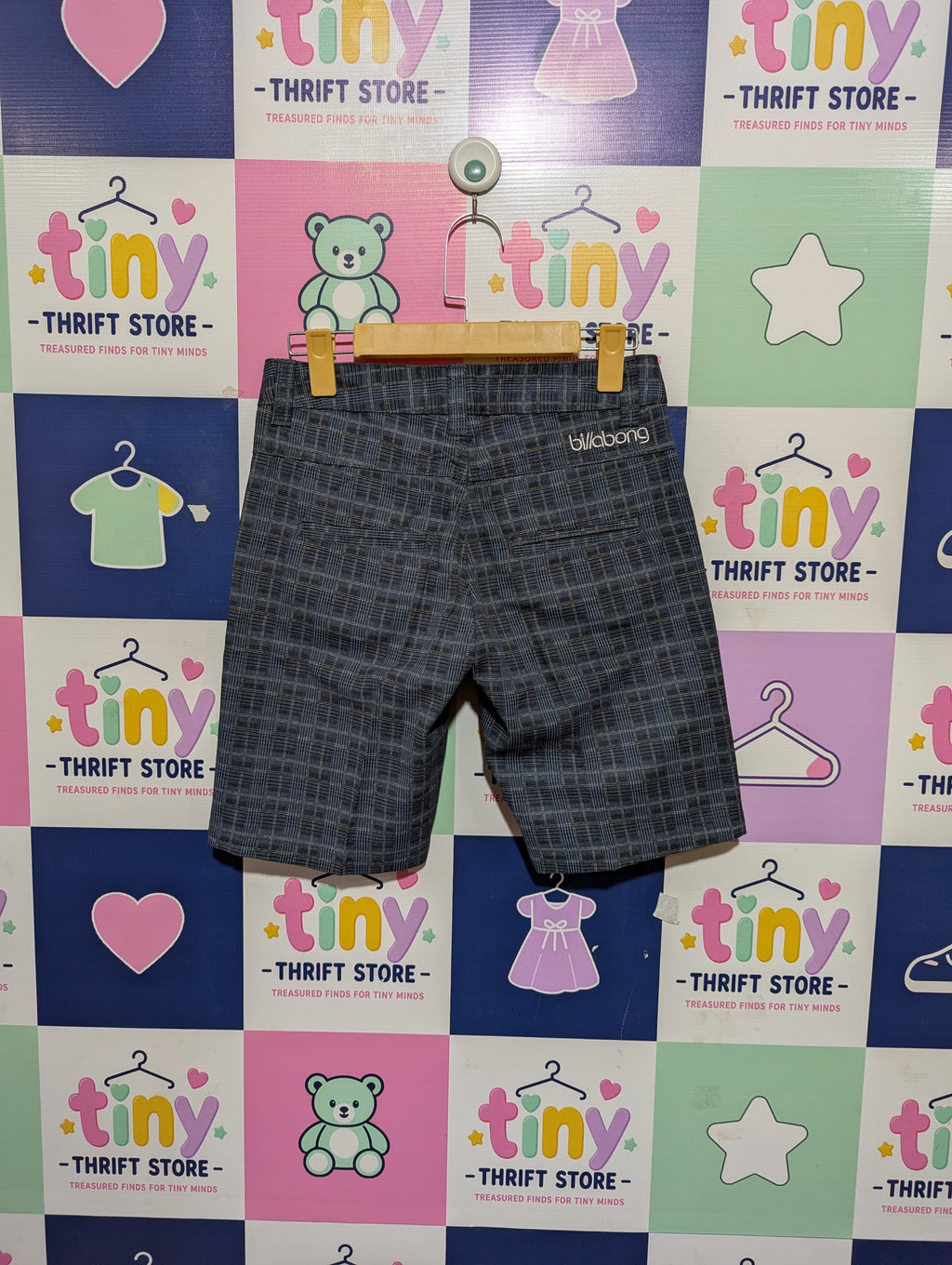 Billabong Girls Grey Plaid Cargo Fit Walkshorts - Size 14 Estimated Age 12-14 Years (159-164 CM) AB1