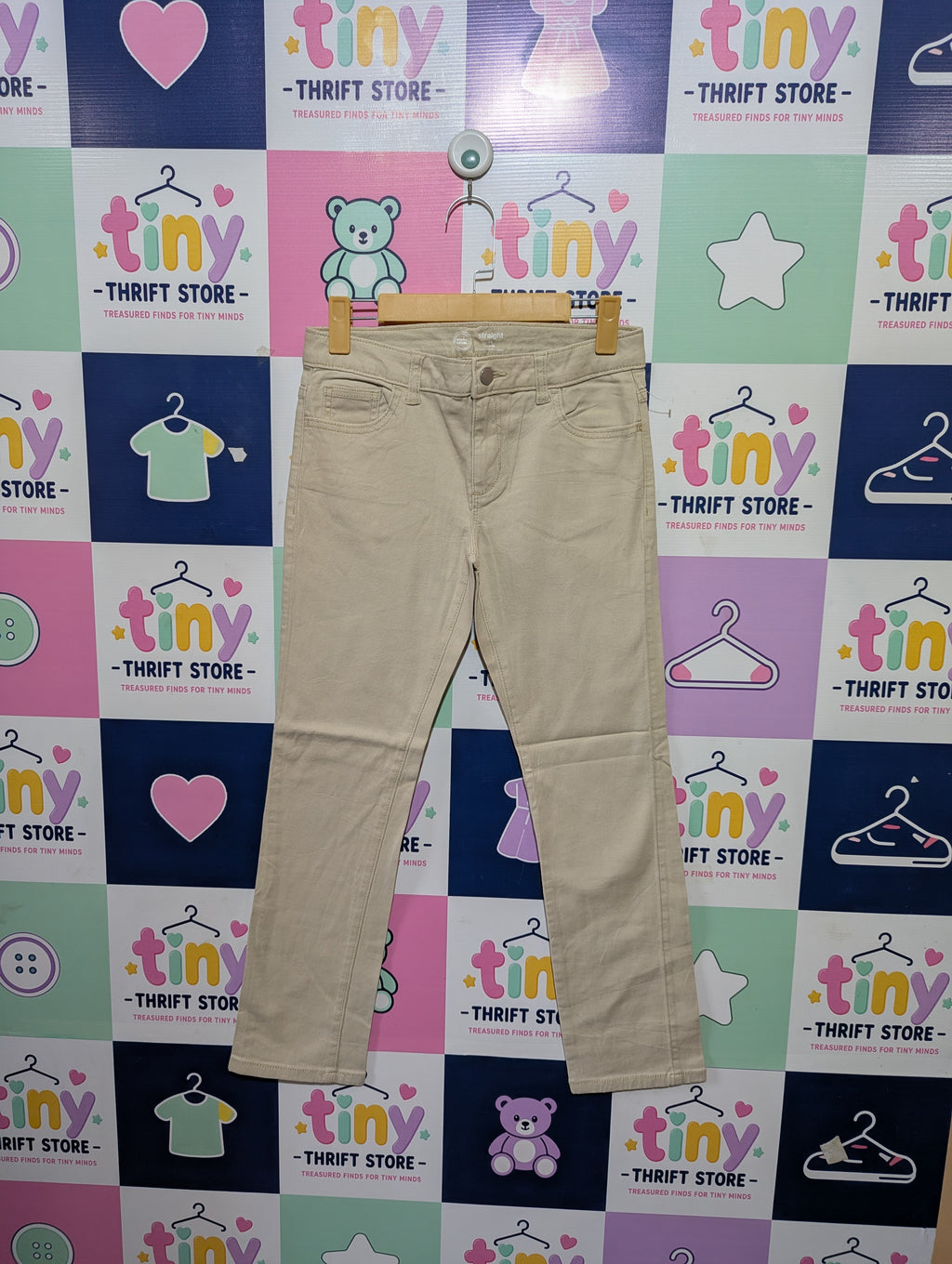 Wonder Nation Boys Beige Khaki "Straight Fit" Twill Pants - Size 14 Estimated 14  Years AB1
