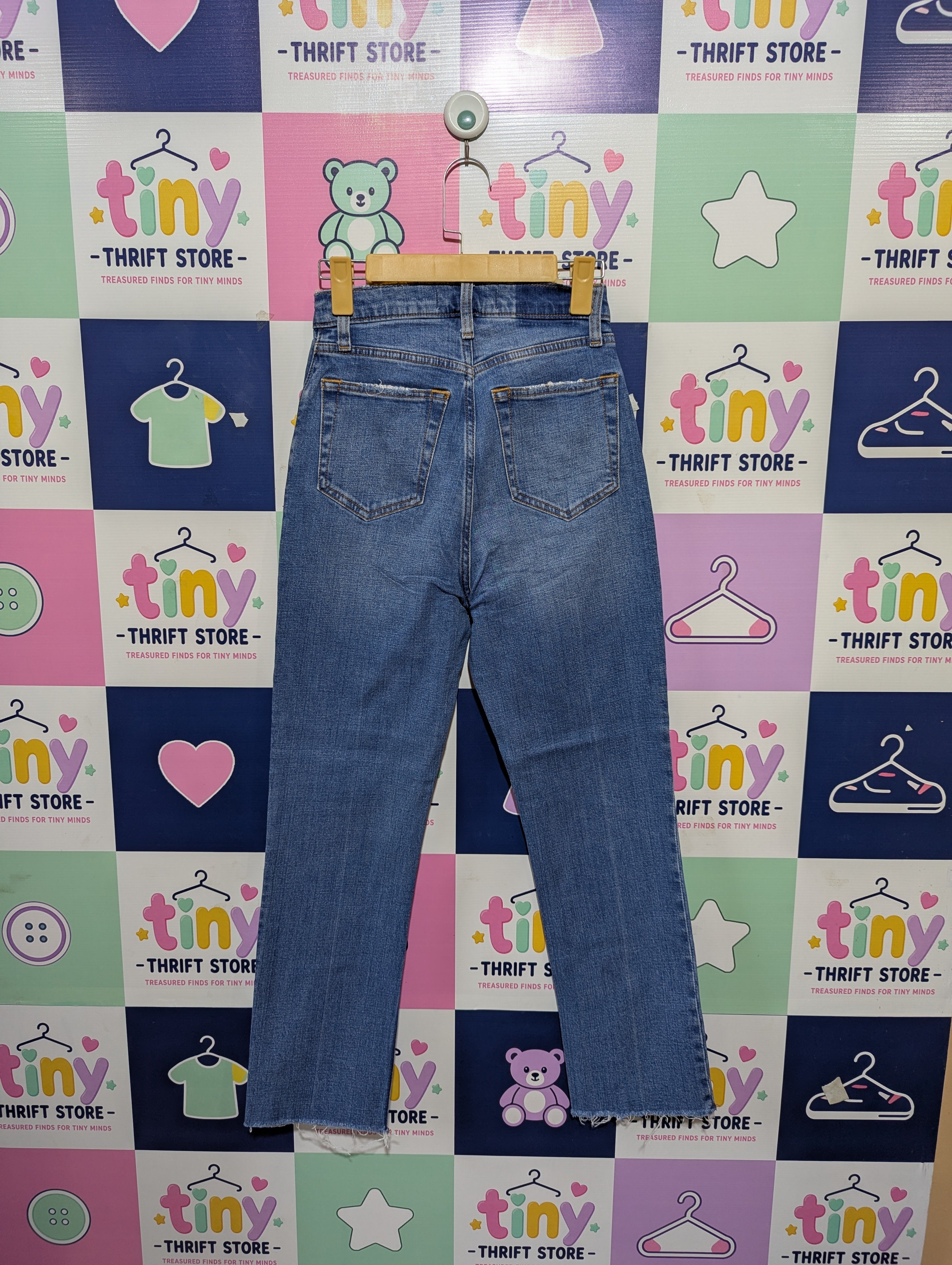 Abercrombie & Fitch Girls Medium Wash "Curve Love Ultra High Rise" Ankle Straight Jeans - Size 25/0R Estimated Age 13-14 Years AB1