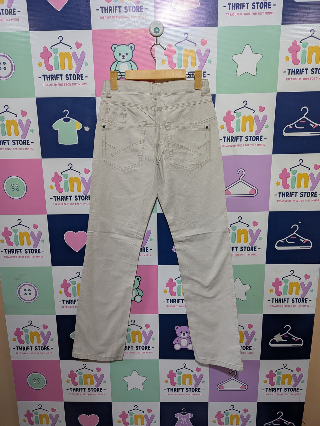 Lemmi Girls Beige Cream "Slim Fit" Casual Cotton Pants - Size 164 Estimated Age 13-14 Years AB1
