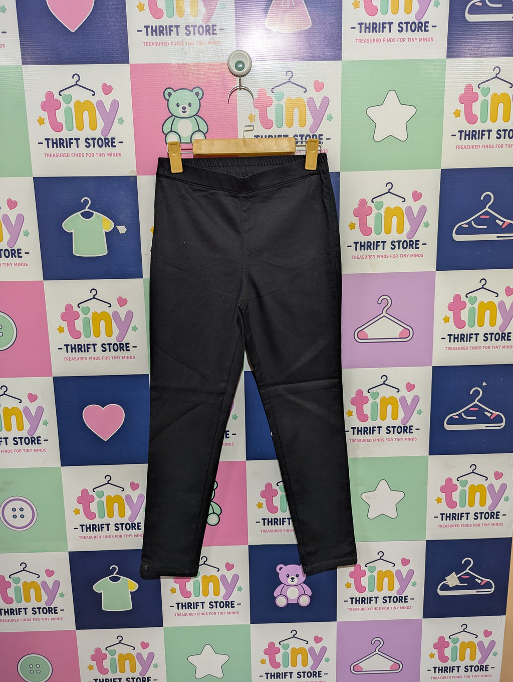 GU Girls Black Solid Stretch Legging Pants - Size M Estimated Age 13-14 Years AB1