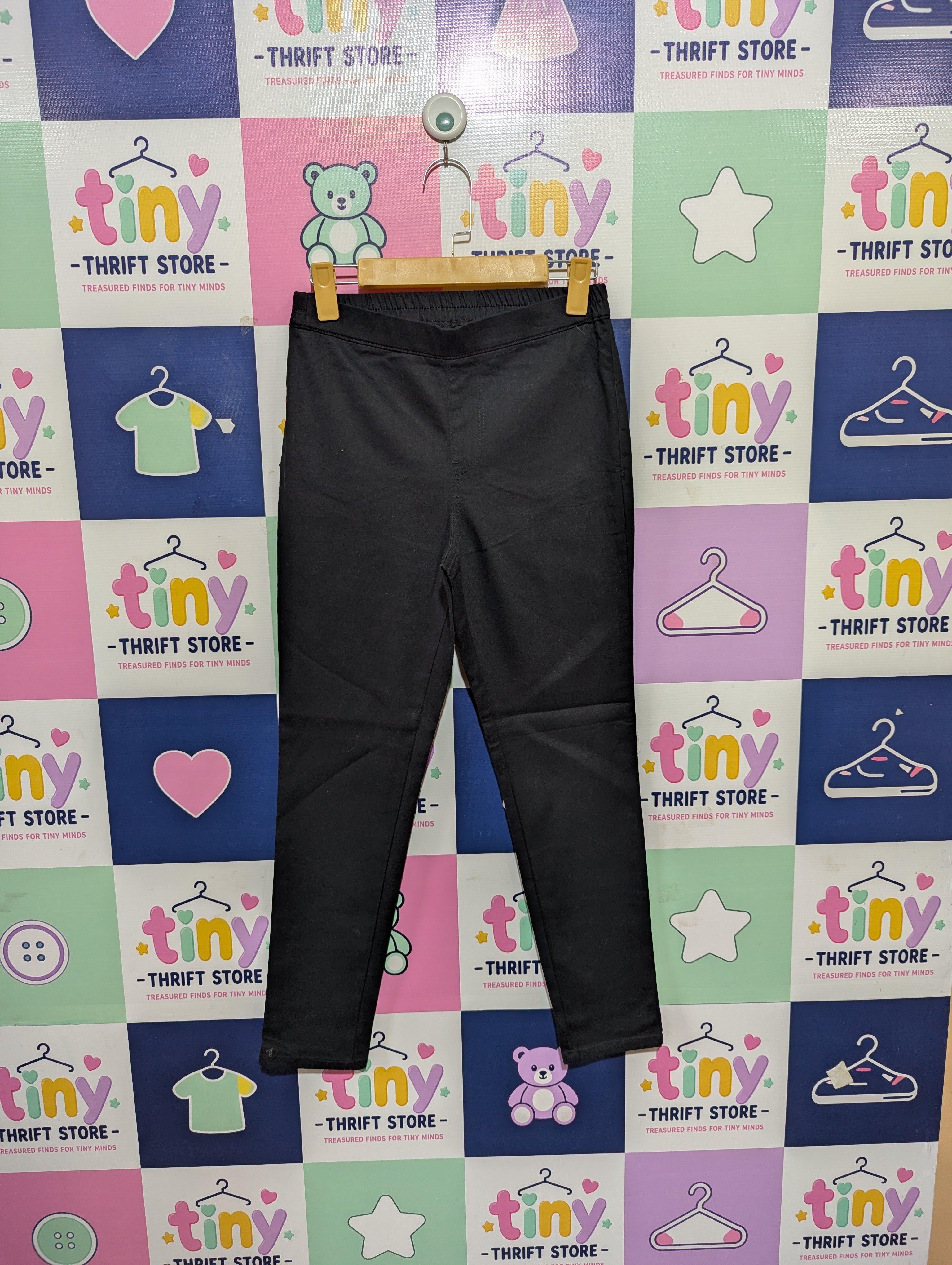 GU Girls Black Solid Stretch Legging Pants - Size M Estimated Age 13-14 Years AB1
