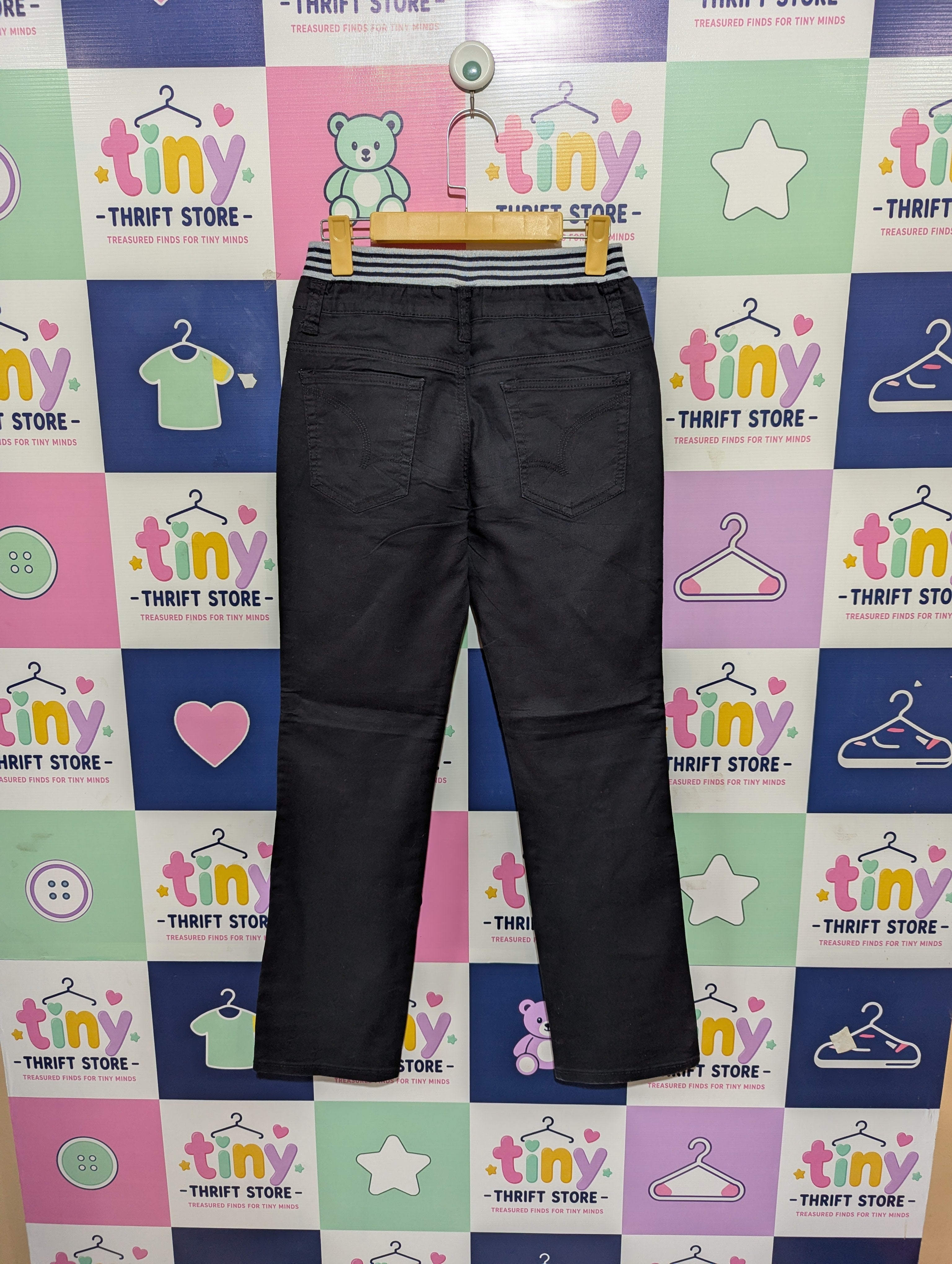 Uniqlo Girls Dark Charcoal Slim Fit Ribbed Waist Pants - Size 160 Estimated Age 13-14 Years AB1