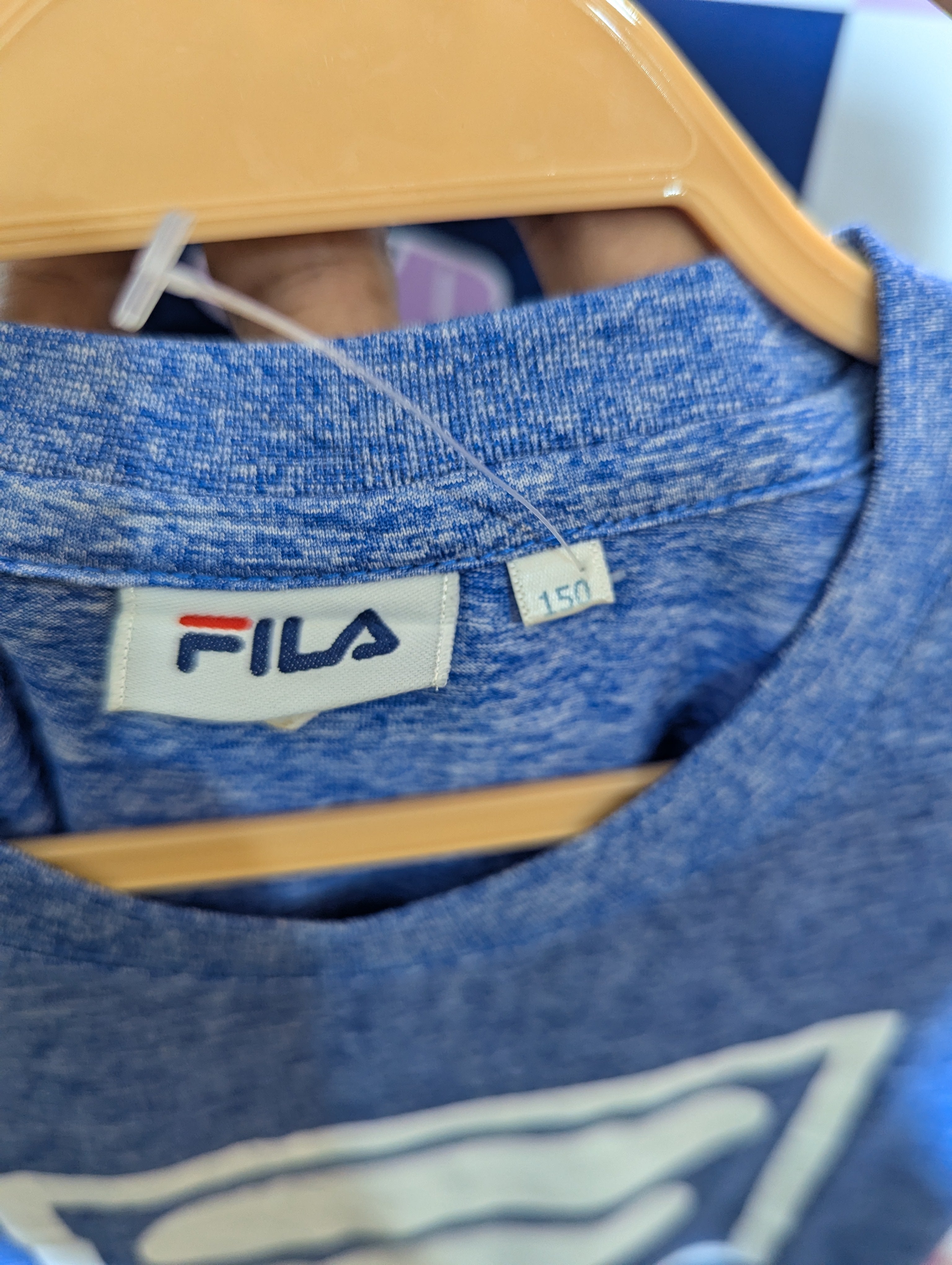 FILA Boys Royal Blue Space-Dye Large Box Logo Training Tee - Size 150 (Estimated Age 11-12 Years) AB1