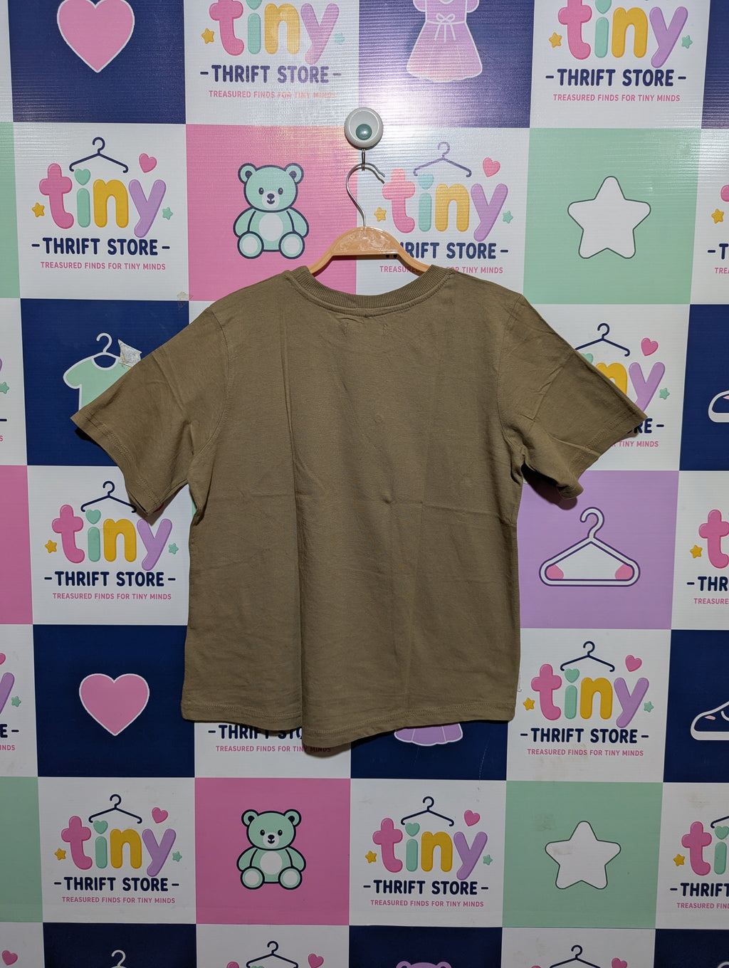 Boohoo BASICS Boys Khaki Brown Boxy Crew Neck T-Shirt - Size 14 (Estimated Age 14 Years) AB1