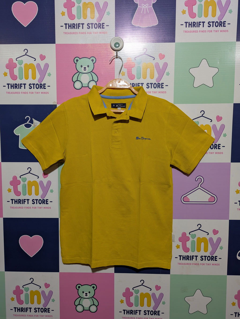 Ben Sherman Boys Mustard Yellow Short Sleeve Polo Shirt - Size 12-13 Years (Estimated Age 12-13 Years) AB1