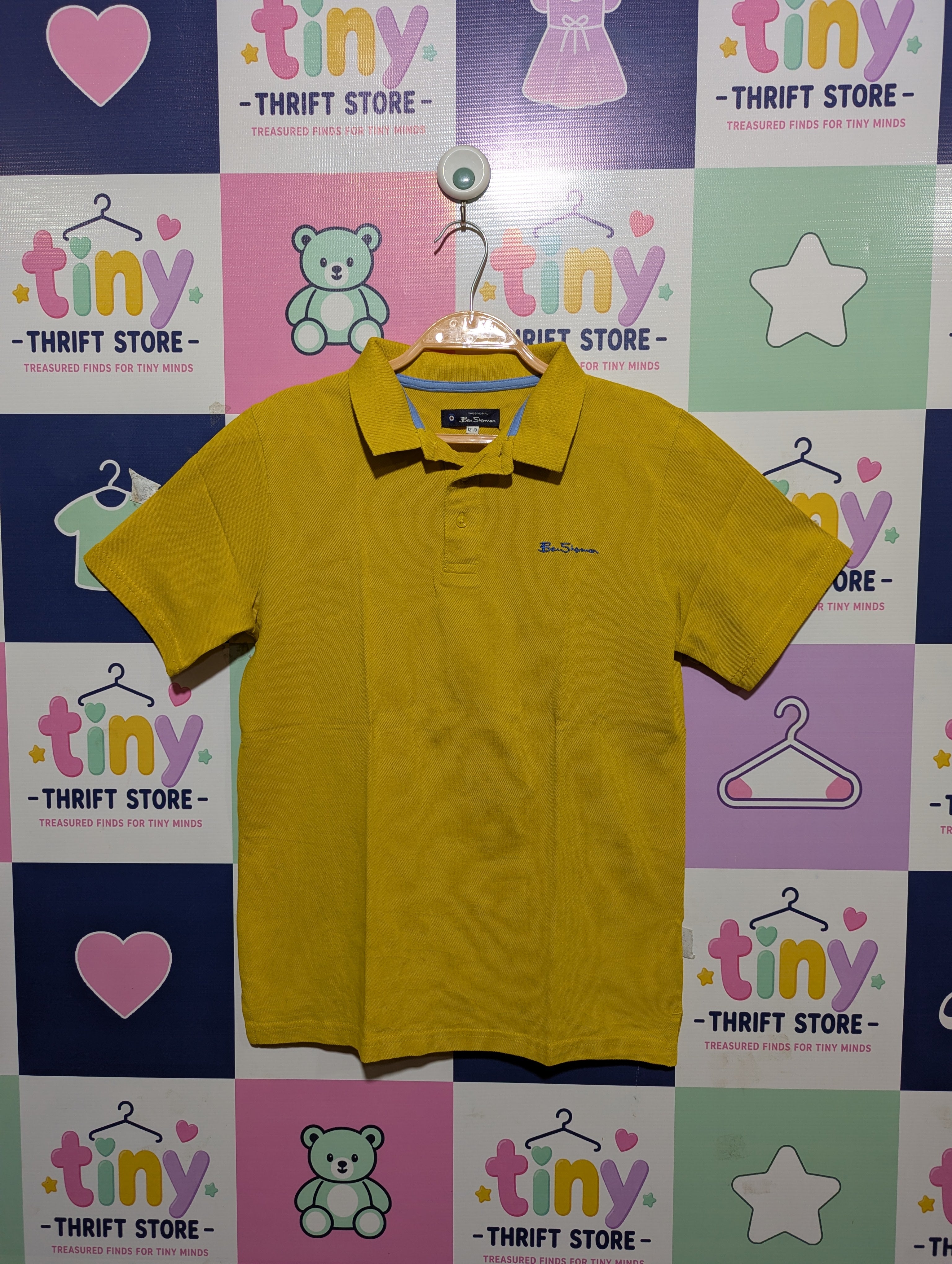 Ben Sherman Boys Mustard Yellow Short Sleeve Polo Shirt - Size 12-13 Years (Estimated Age 12-13 Years) AB1