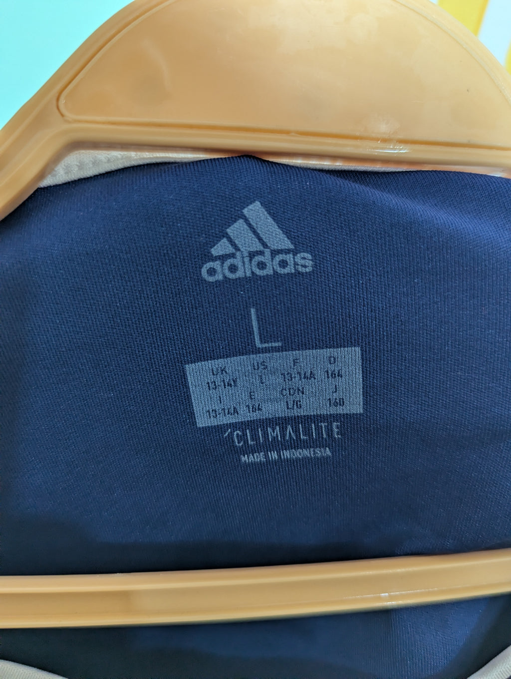 Adidas Boys Blue Climalite "Jericho" Soccer Jersey - Size L (Estimated Age 13-14 Years) AB1