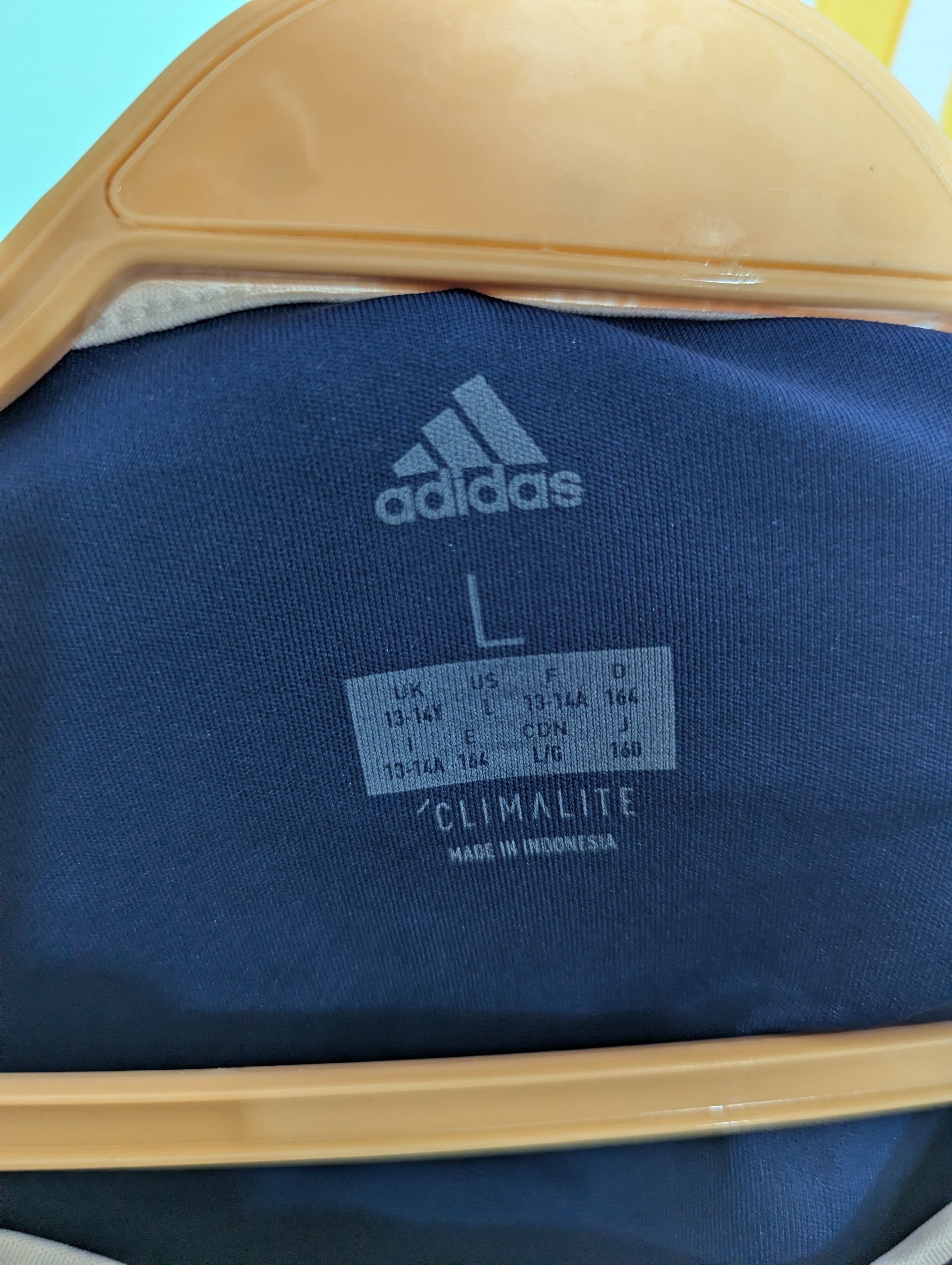 Adidas Boys Blue Climalite "Jericho" Soccer Jersey - Size L (Estimated Age 13-14 Years) AB1