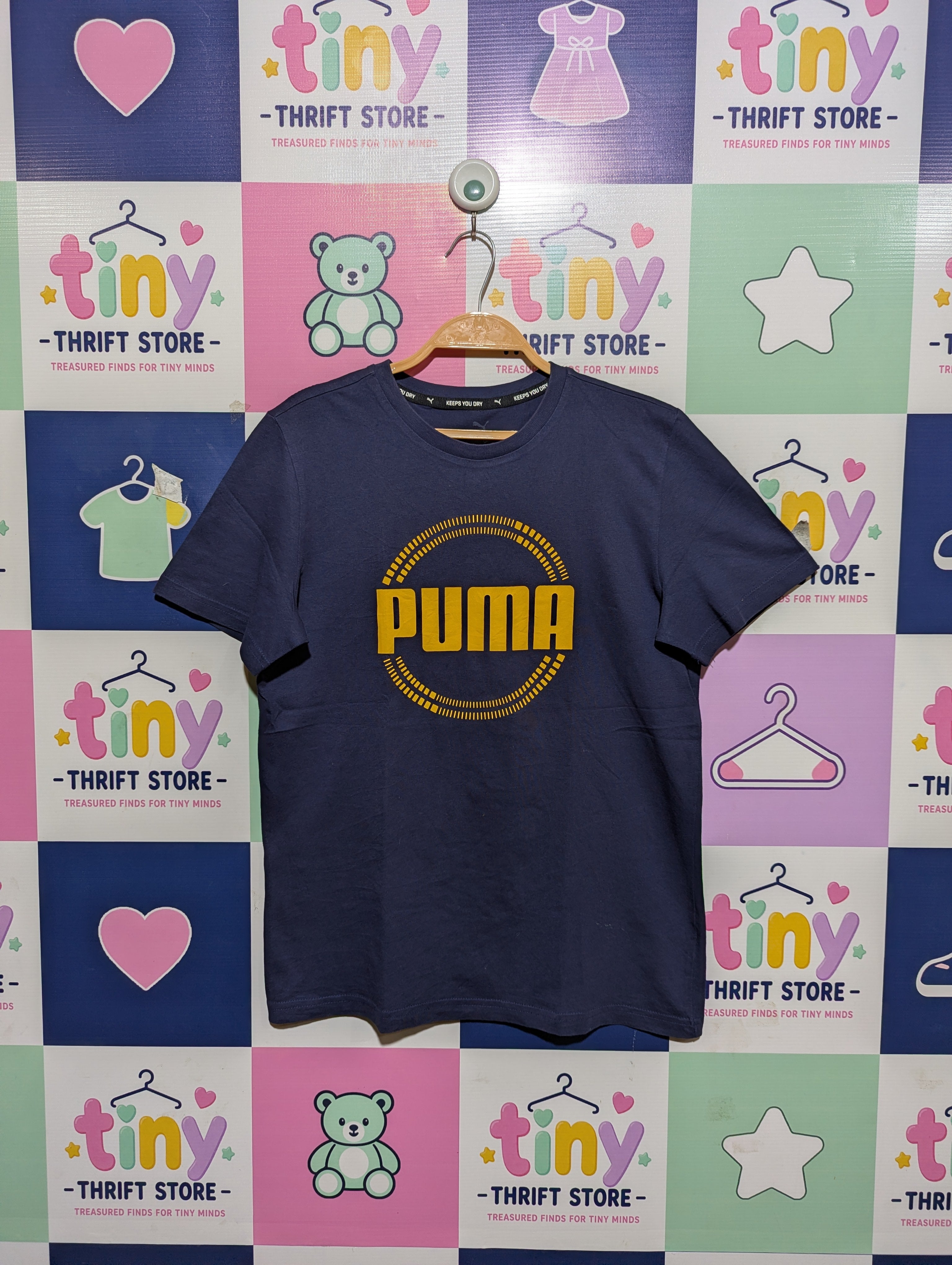Puma Boys Navy Blue "Graphic Circle Logo" Short-Sleeve Tee - Size Estimated Age 13-14 Years AB1