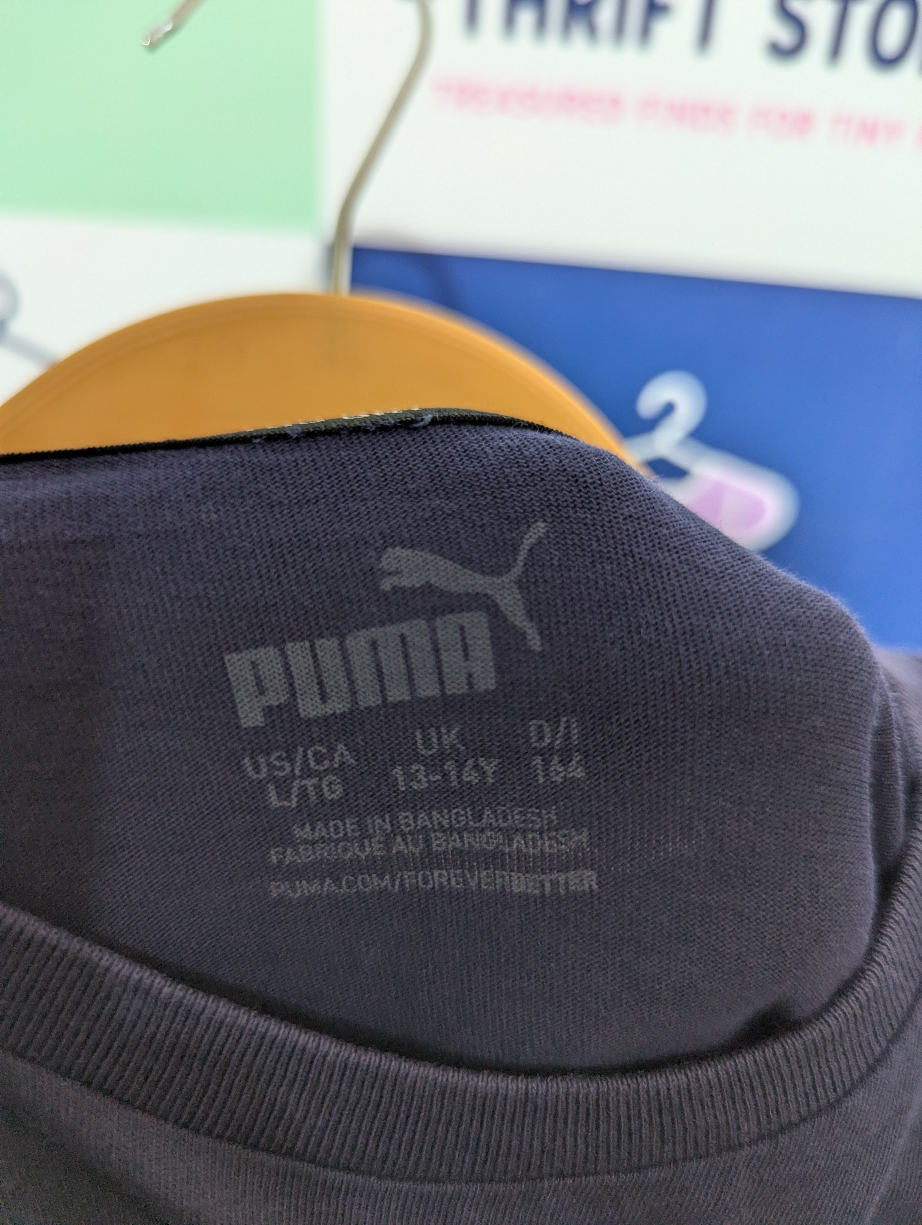 Puma Boys Navy Blue "Graphic Circle Logo" Short-Sleeve Tee - Size Estimated Age 13-14 Years AB1
