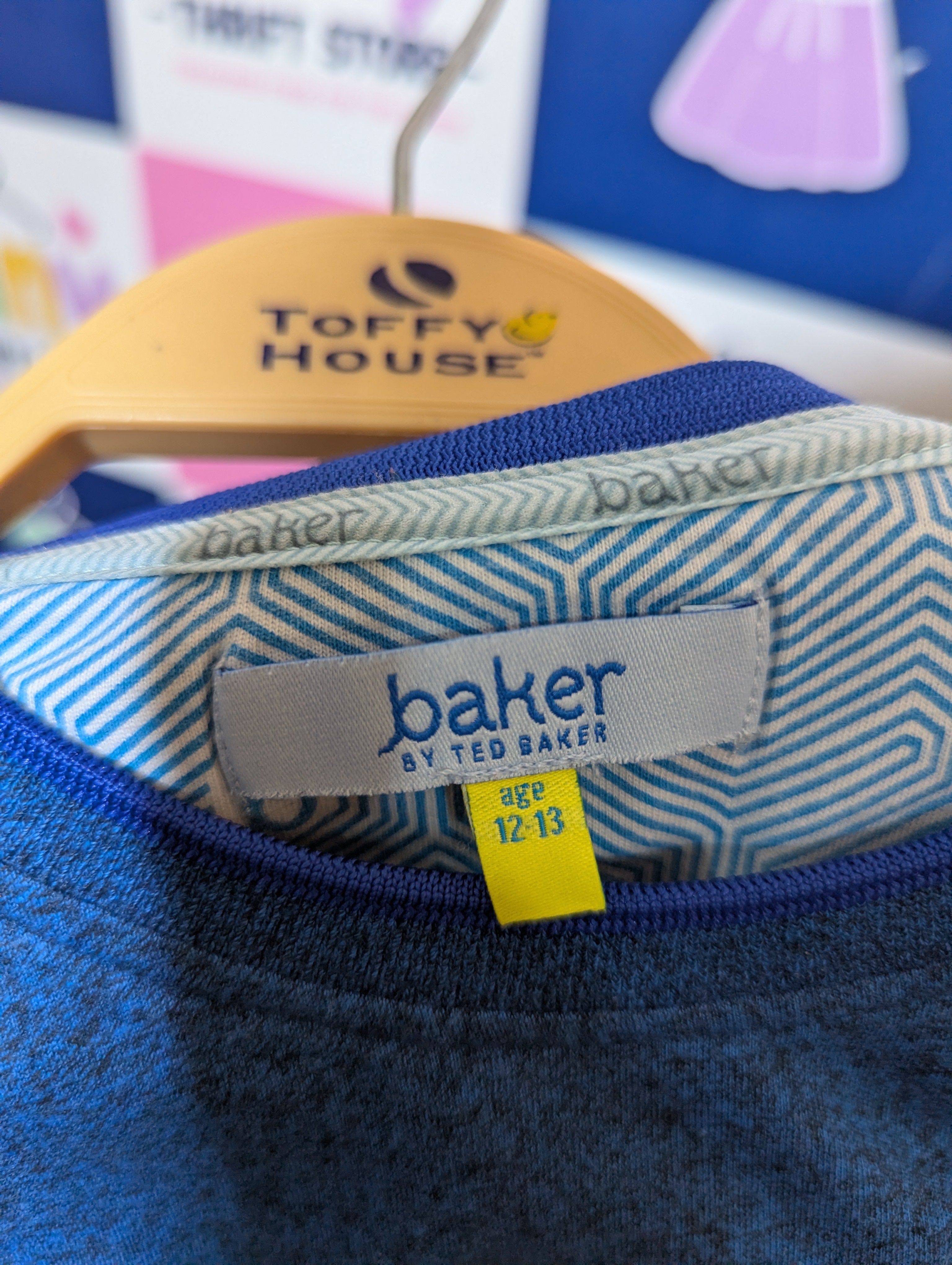 Baker by Ted Baker Boys Indigo Marl "Tropical Palm" Short-Sleeve Tee - Size Estimated Age 12-13 Years AB1