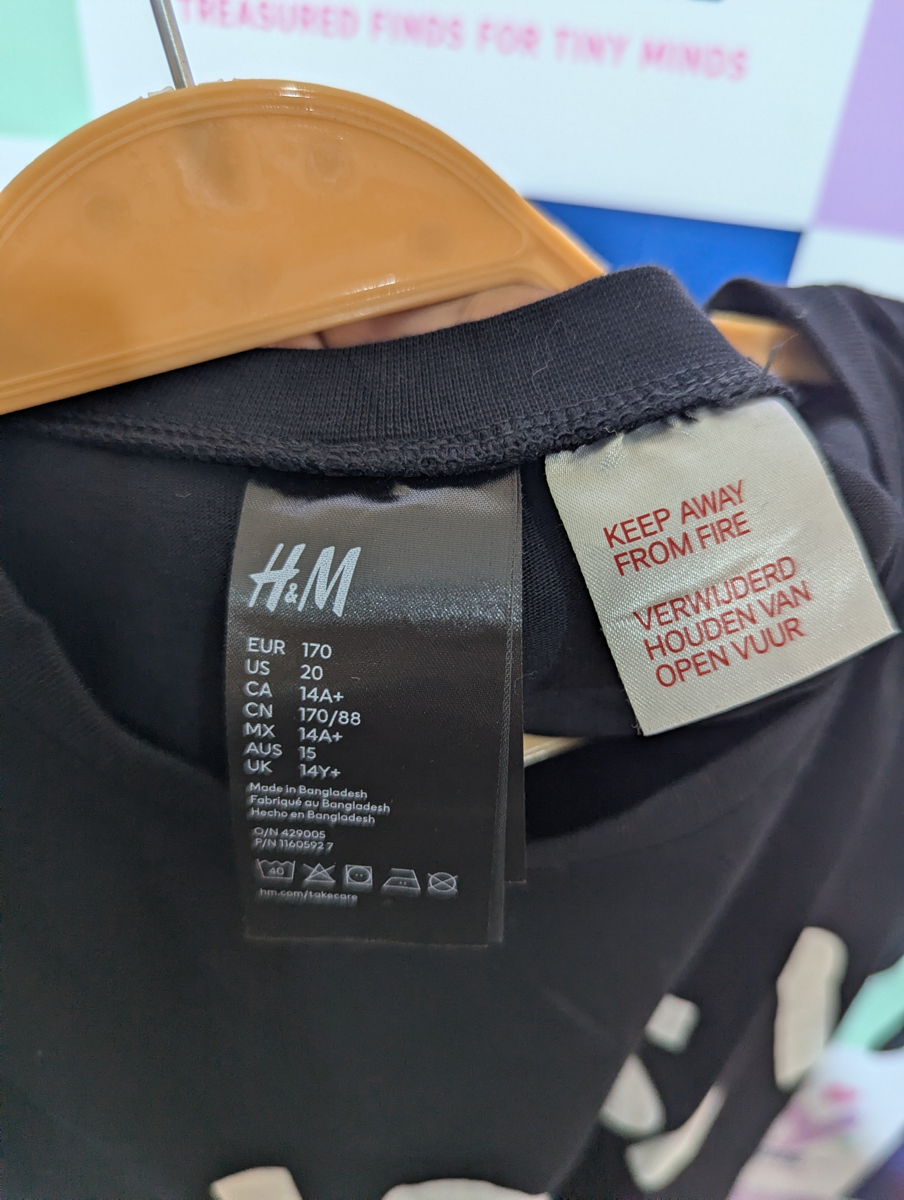 H&M Boys Black "NASA Logotype" Short-Sleeve Tee - Size Estimated Age 14+ Years AB1