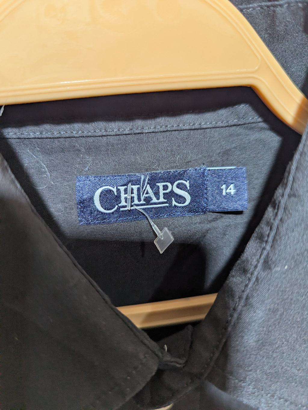 Chaps Boys Solid Black Long Sleeve Button-Down Dress Shirt - Size Estimated Age 14 Years AB1
