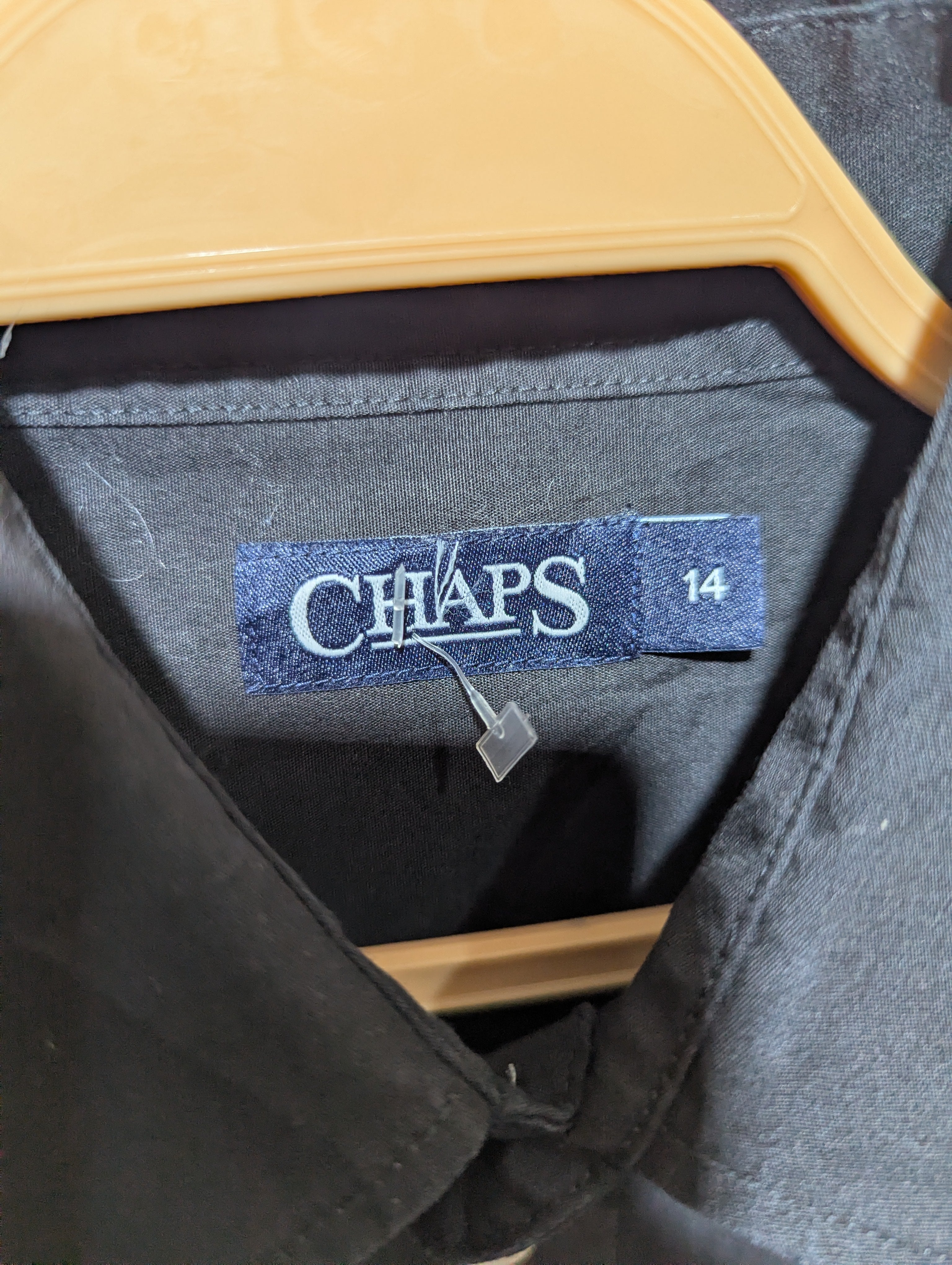 Chaps Boys Solid Black Long Sleeve Button-Down Dress Shirt - Size Estimated Age 14 Years AB1
